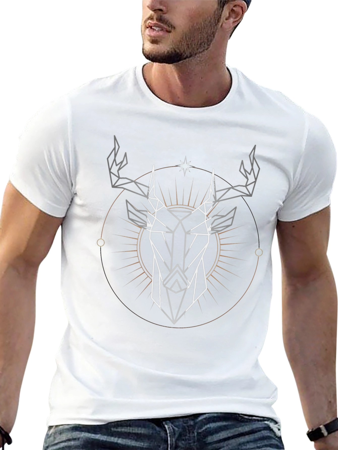 Geometric Deer Graphic Tee - Modern Stylish Design