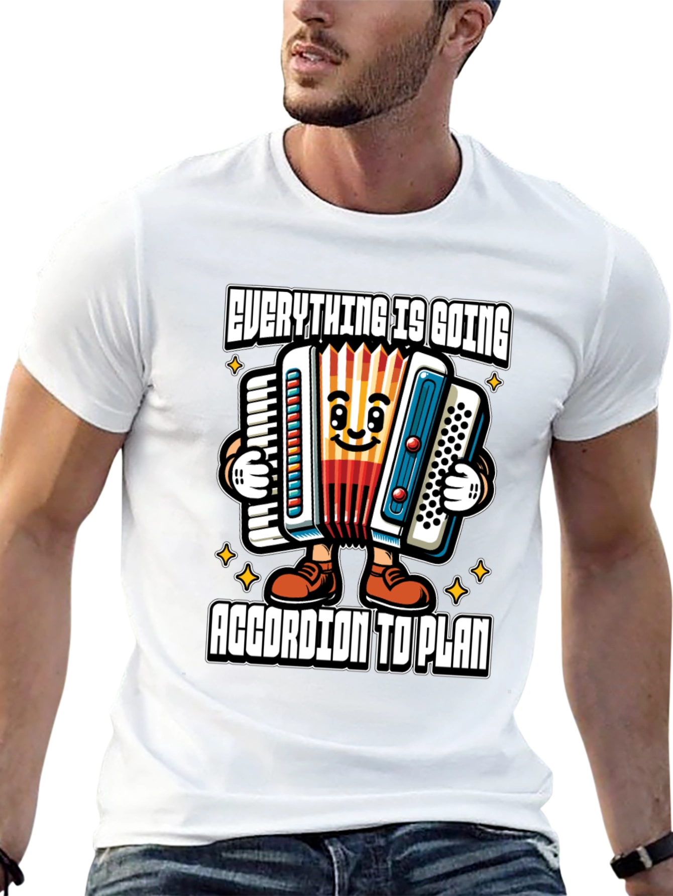 Funny Accordion Cartoon T-Shirt