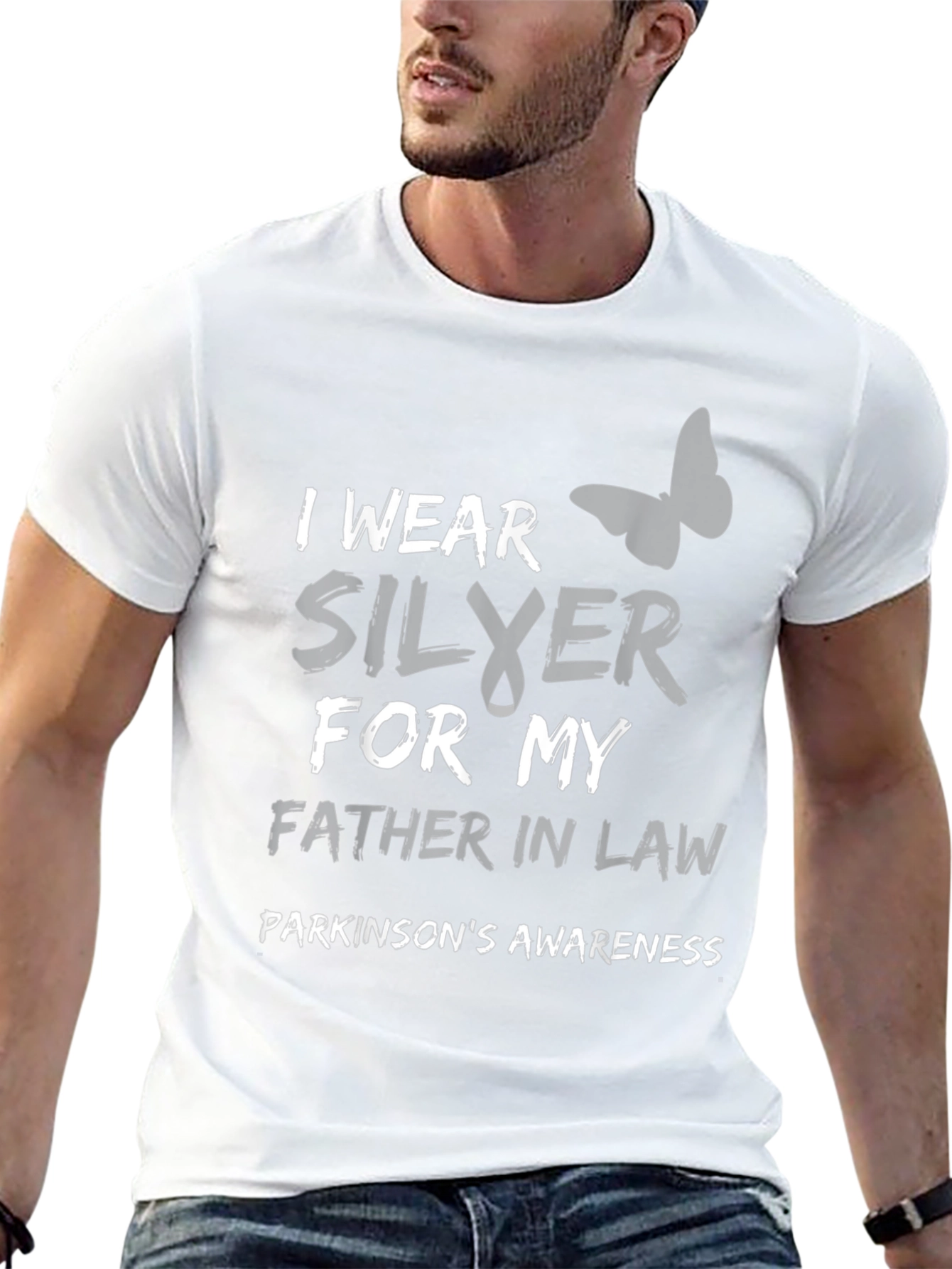 Parkinsons Awareness T-Shirt - Silver Ribbon