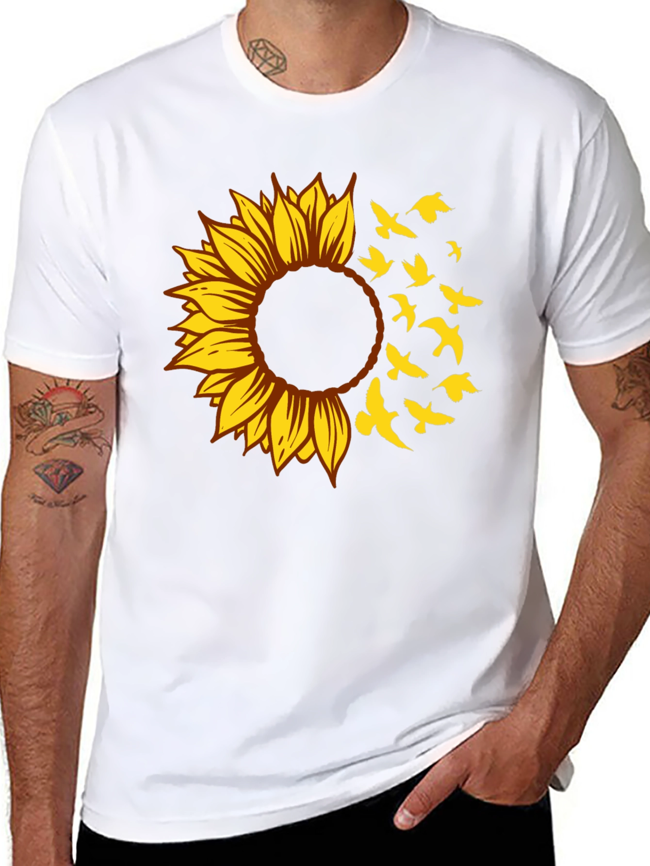 Sunflower Bird T-Shirt - Stylish Graphic Tee