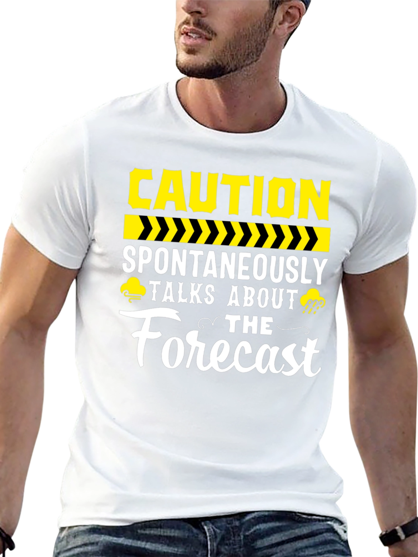 Caution Spontaneously Talks About The Forecast Black T-Shirt
