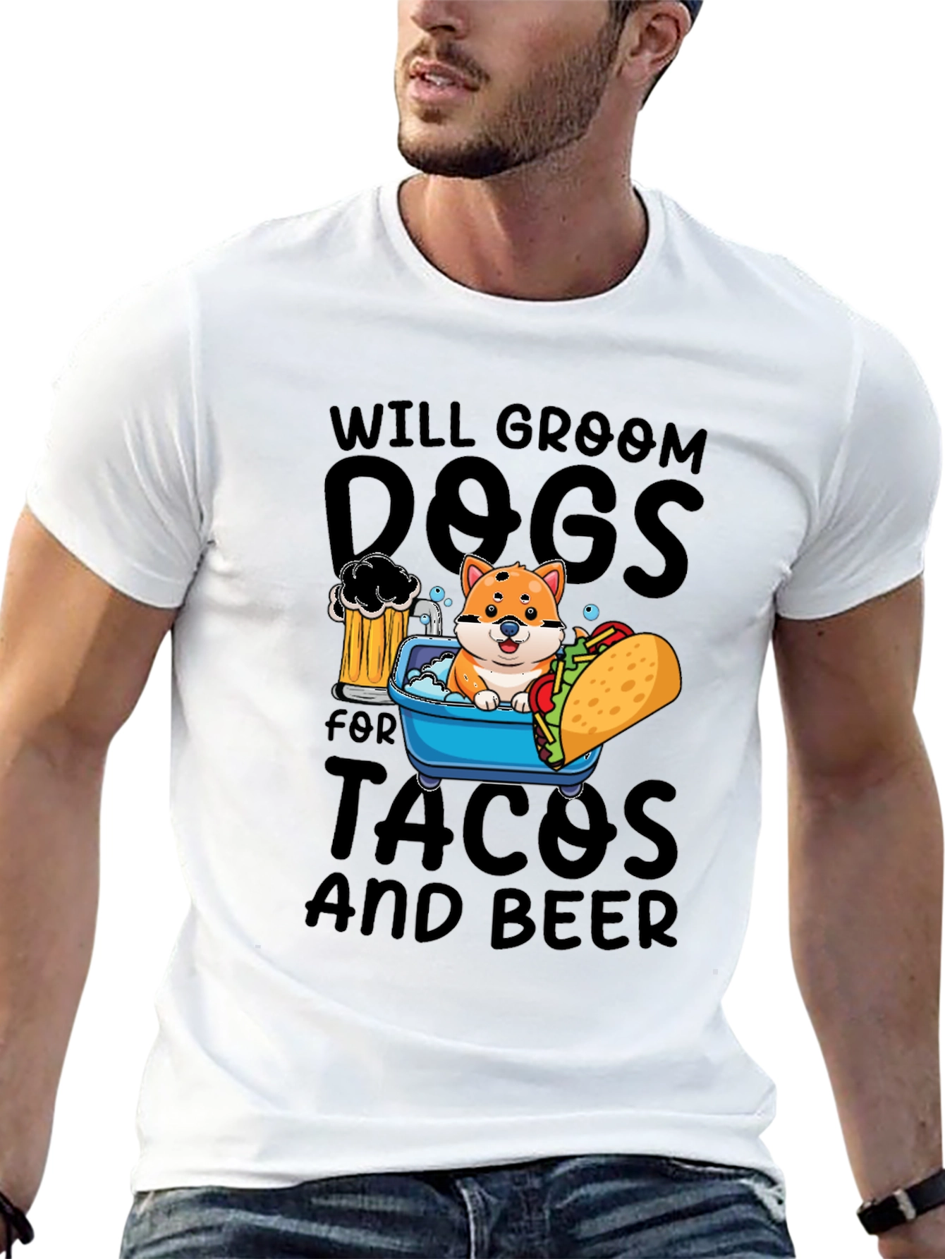 Will Groom Dogs for Tacos and Beer T-Shirt