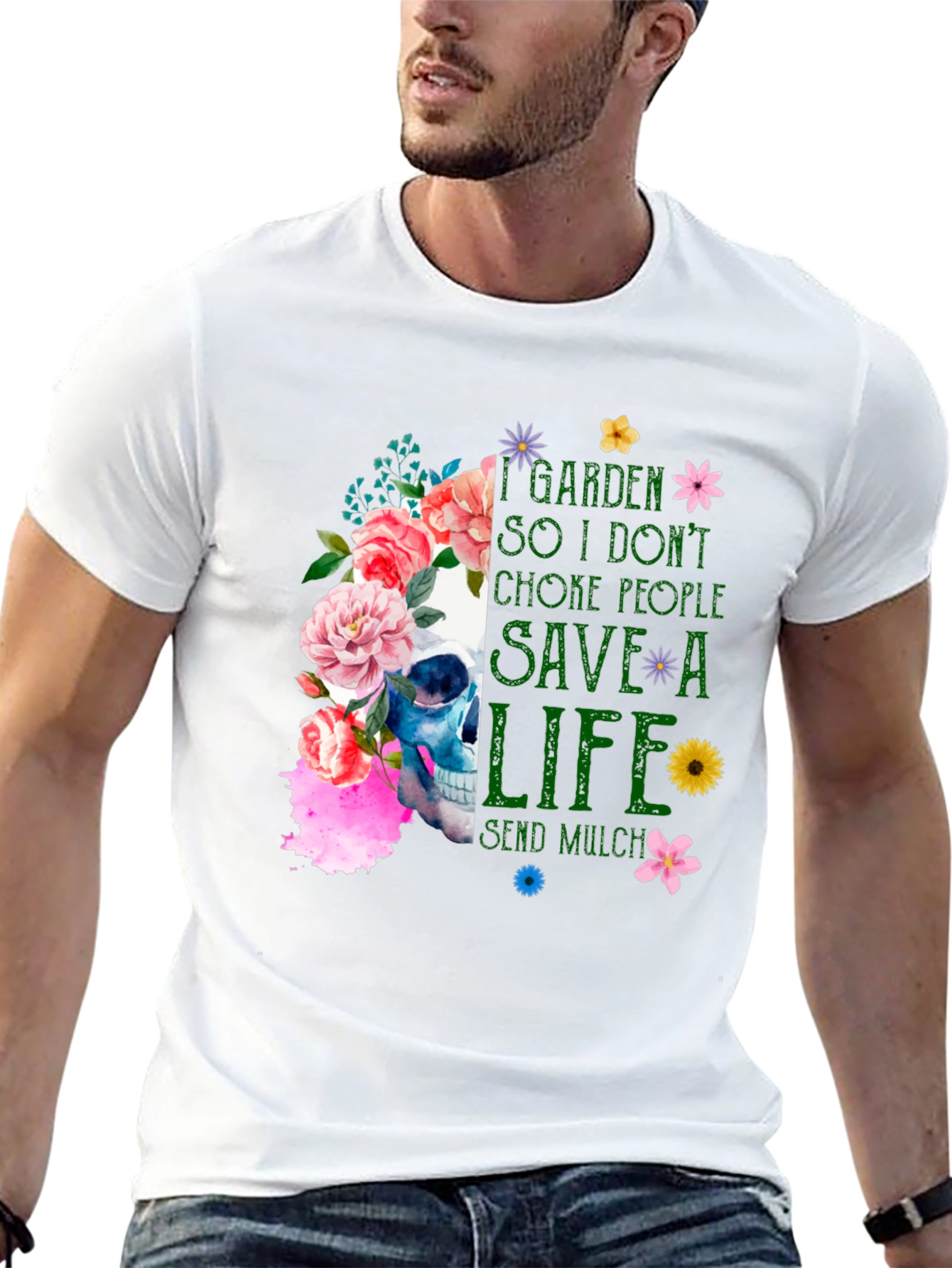 Floral Skull Gardening T-Shirt