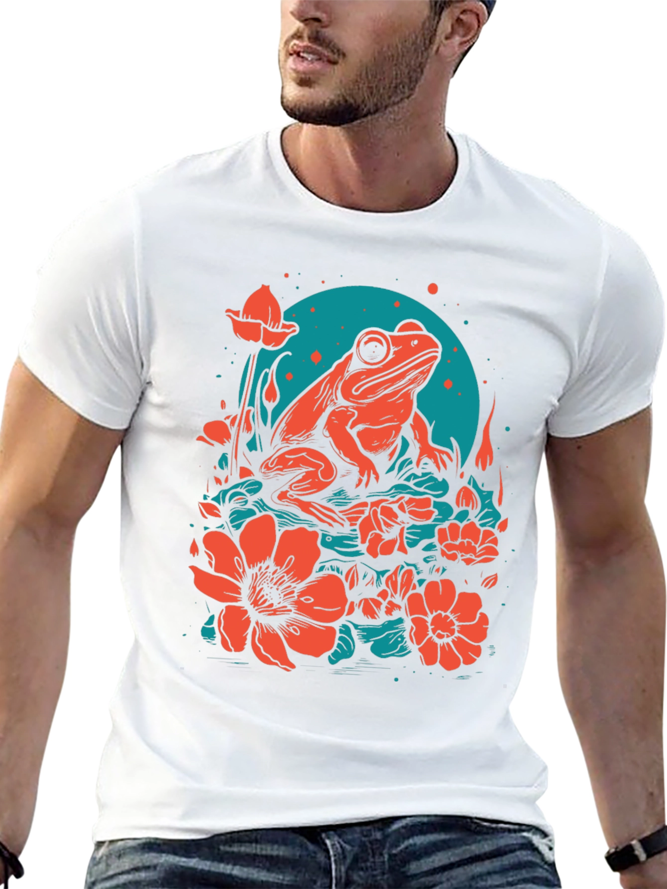 Frog & Flower Graphic Tee - Unique Design