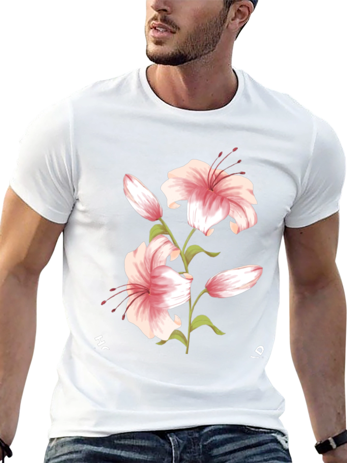 Floral Lily Graphic Black T-Shirt