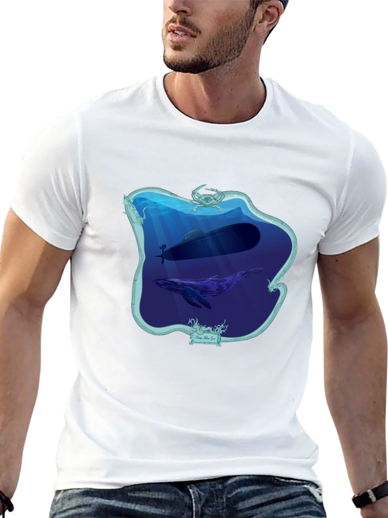 Deep Sea Submarine Whale Graphic T-Shirt