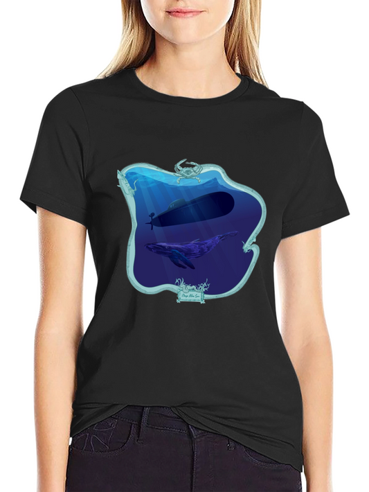 Deep Sea Submarine Whale Graphic T-Shirt