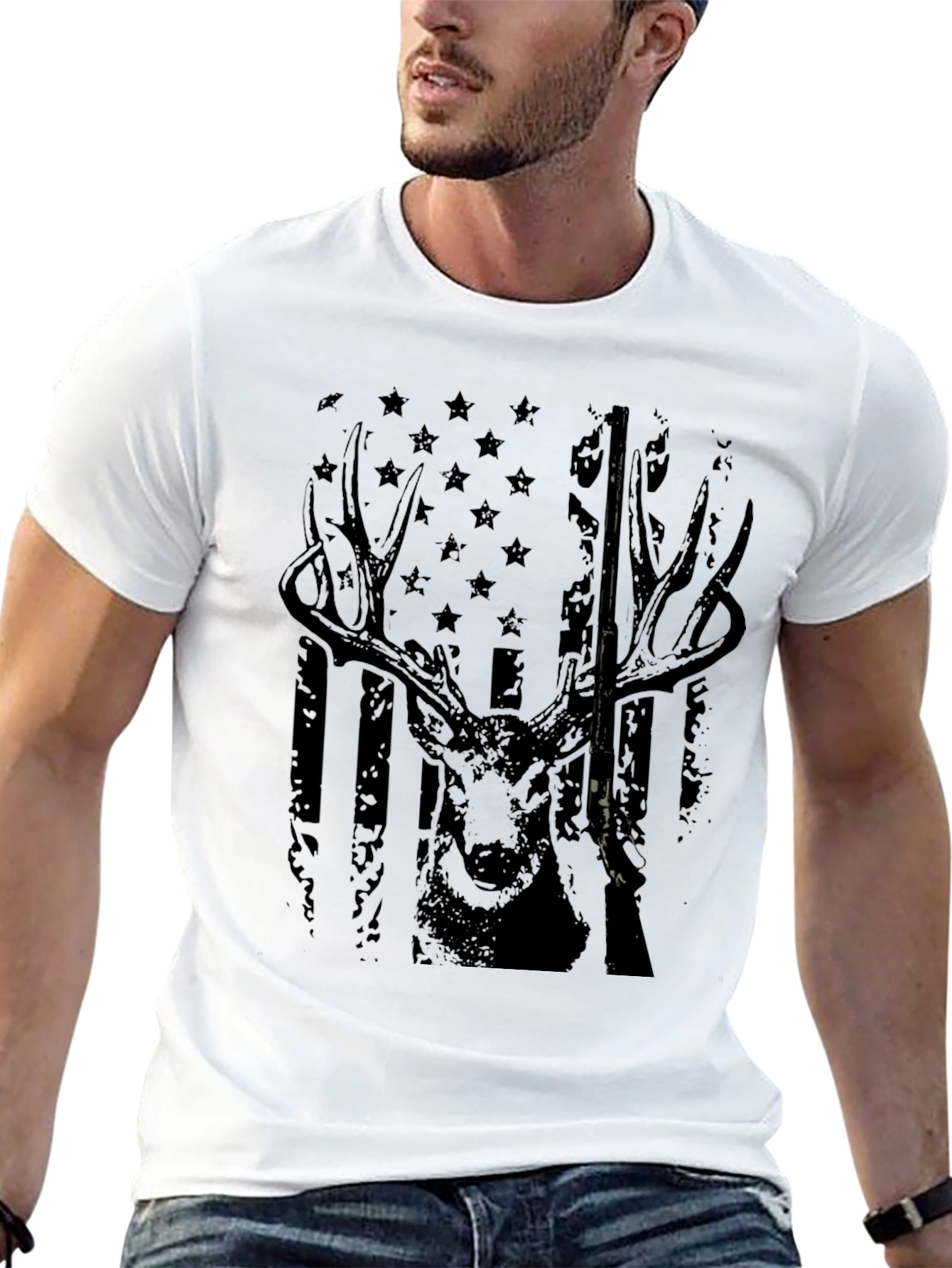 Deer Hunter American Flag Graphic Tee