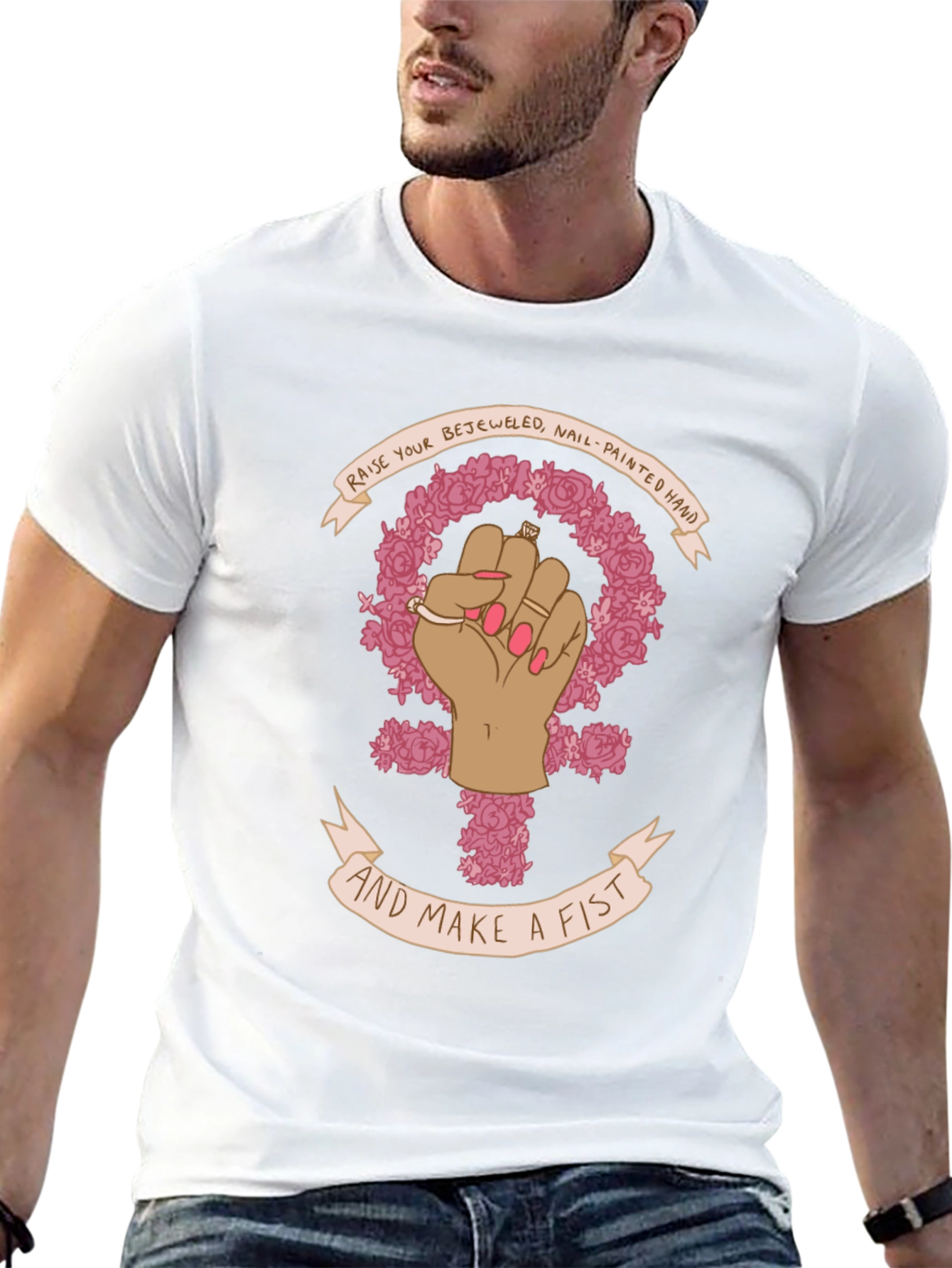 Feminist Fist T-Shirt - Raise Your Bejeweled Hand!
