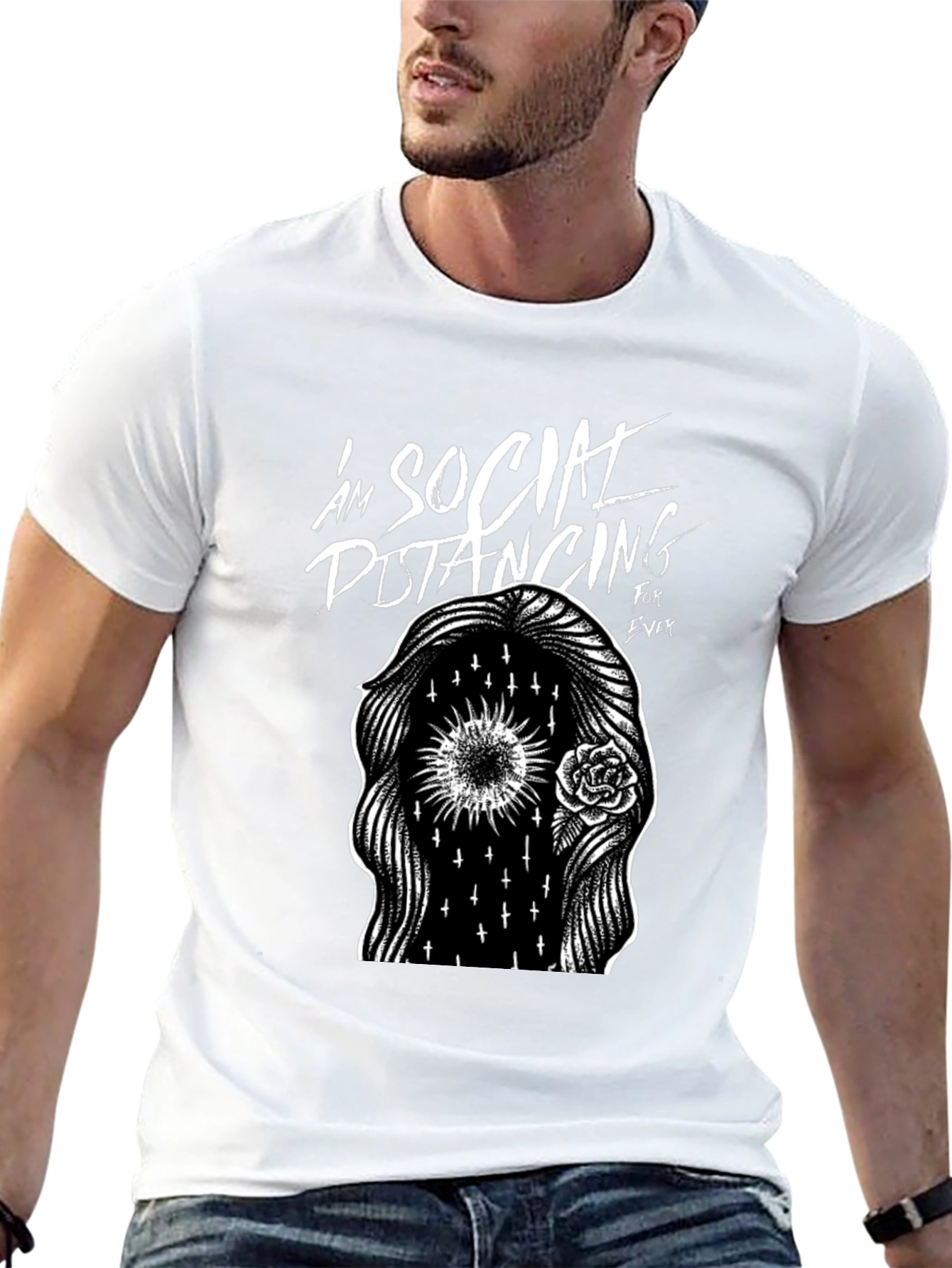 Social Distancing Forever Black Graphic Tee