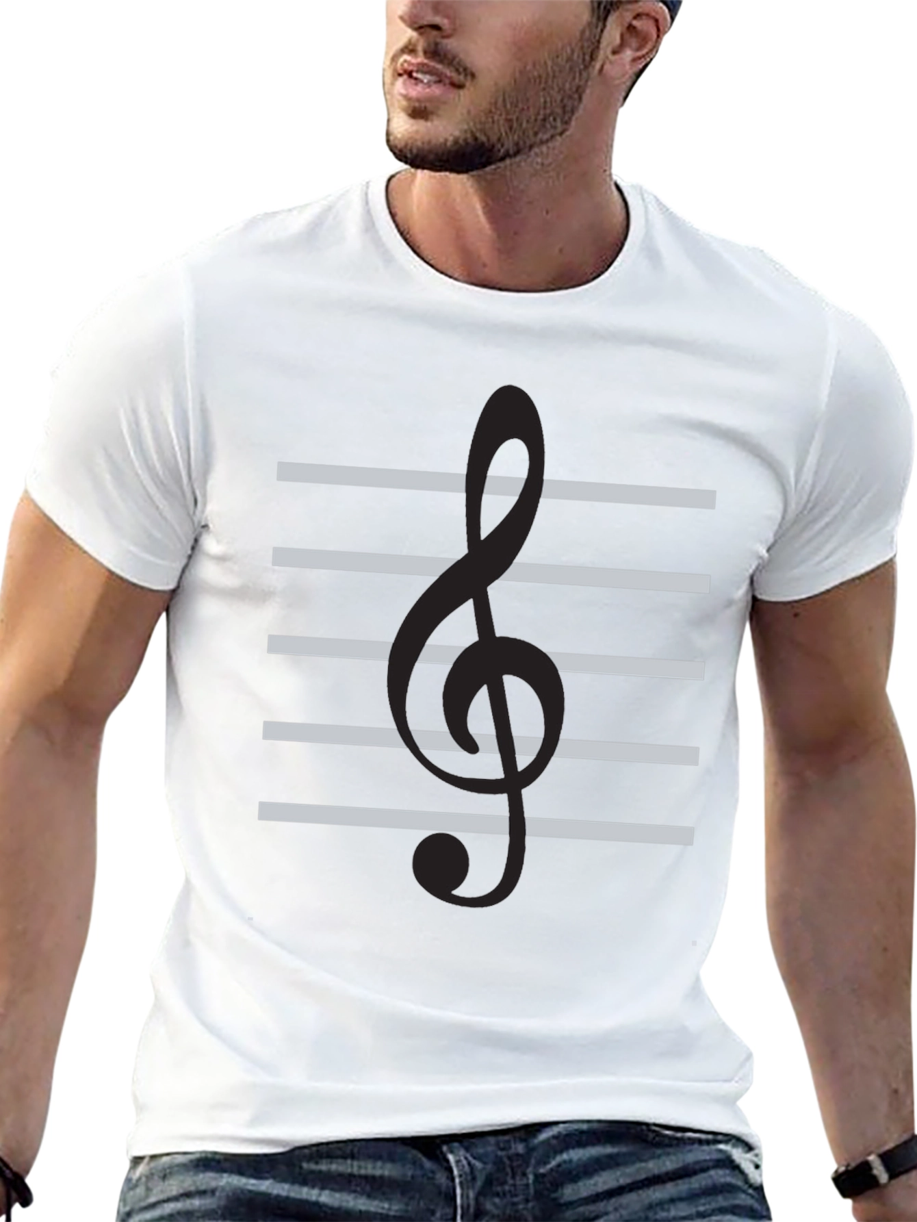 Musical Clef Graphic Tee - Black Cotton Comfort