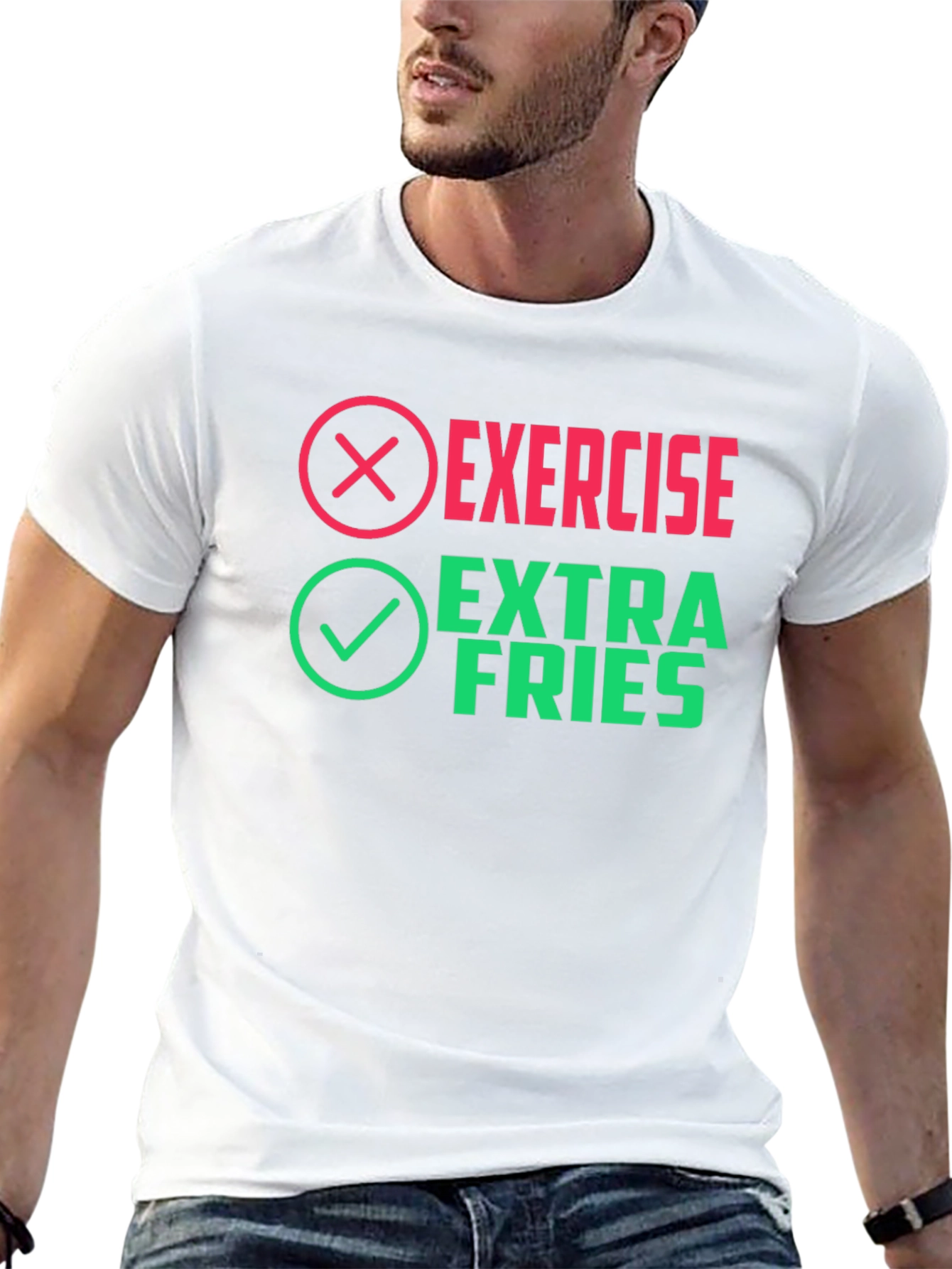 Exercise? Extra Fries! Novelty Graphic Tee