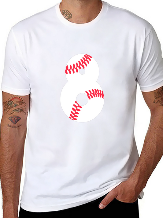 Baseball Number 8 Black T-Shirt