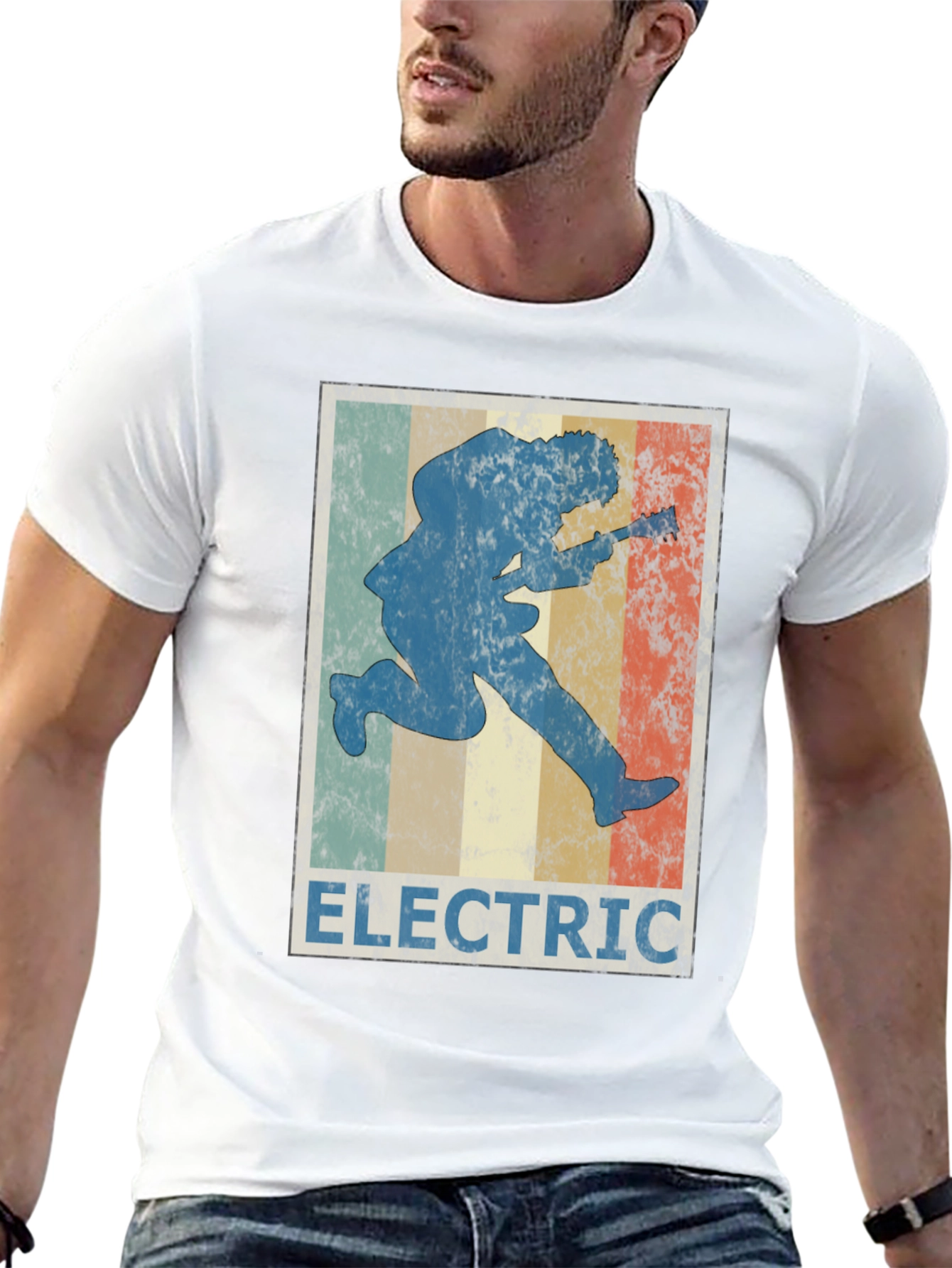 Electric Guitar Player T-Shirt Retro Design