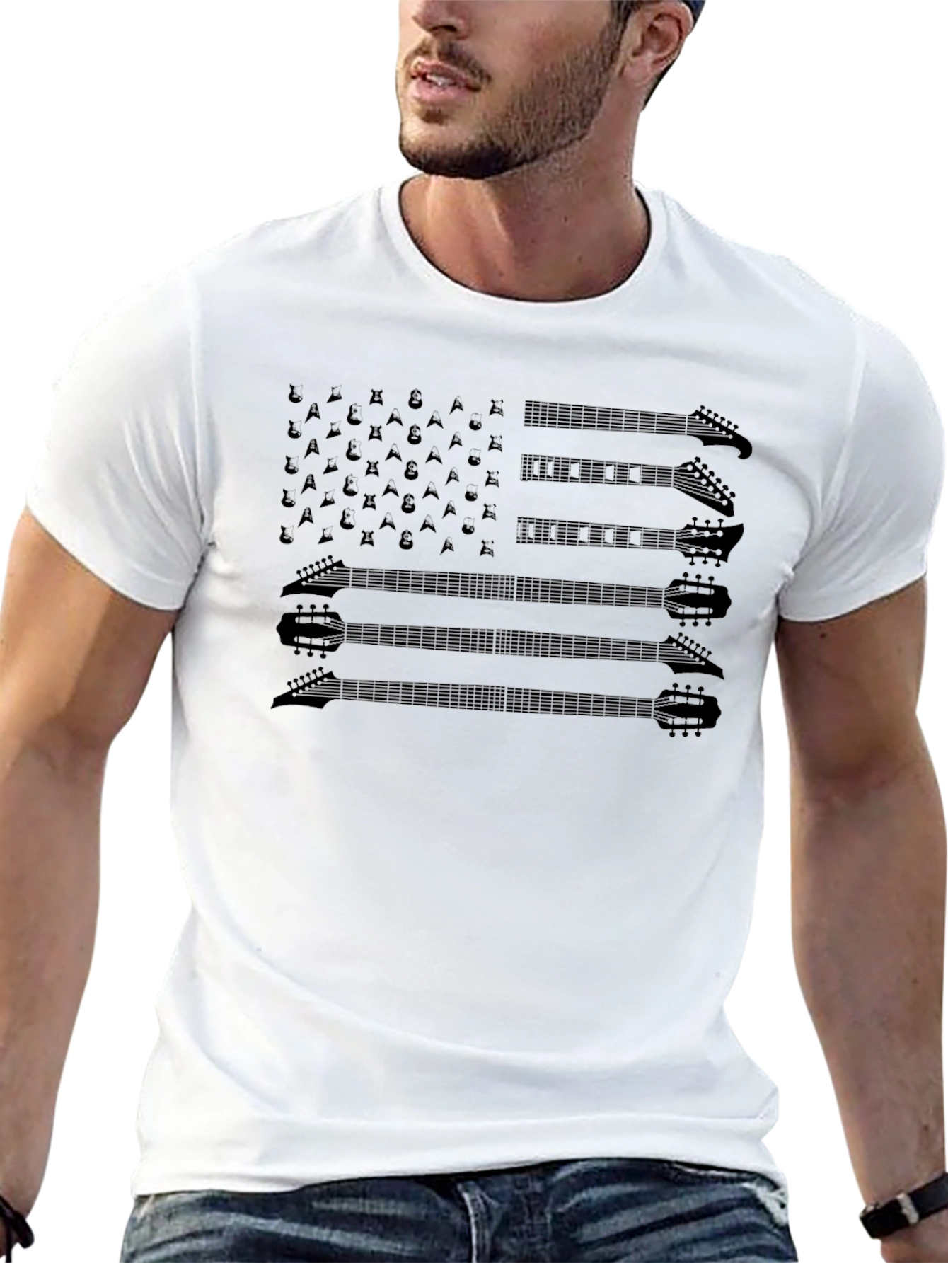 Guitar American Flag Graphic T-Shirt