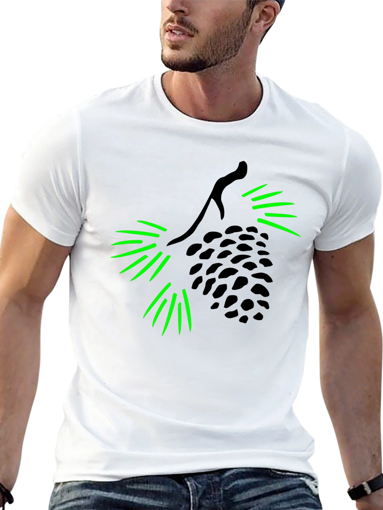 Pine Cone Graphic Tee - Black Cotton