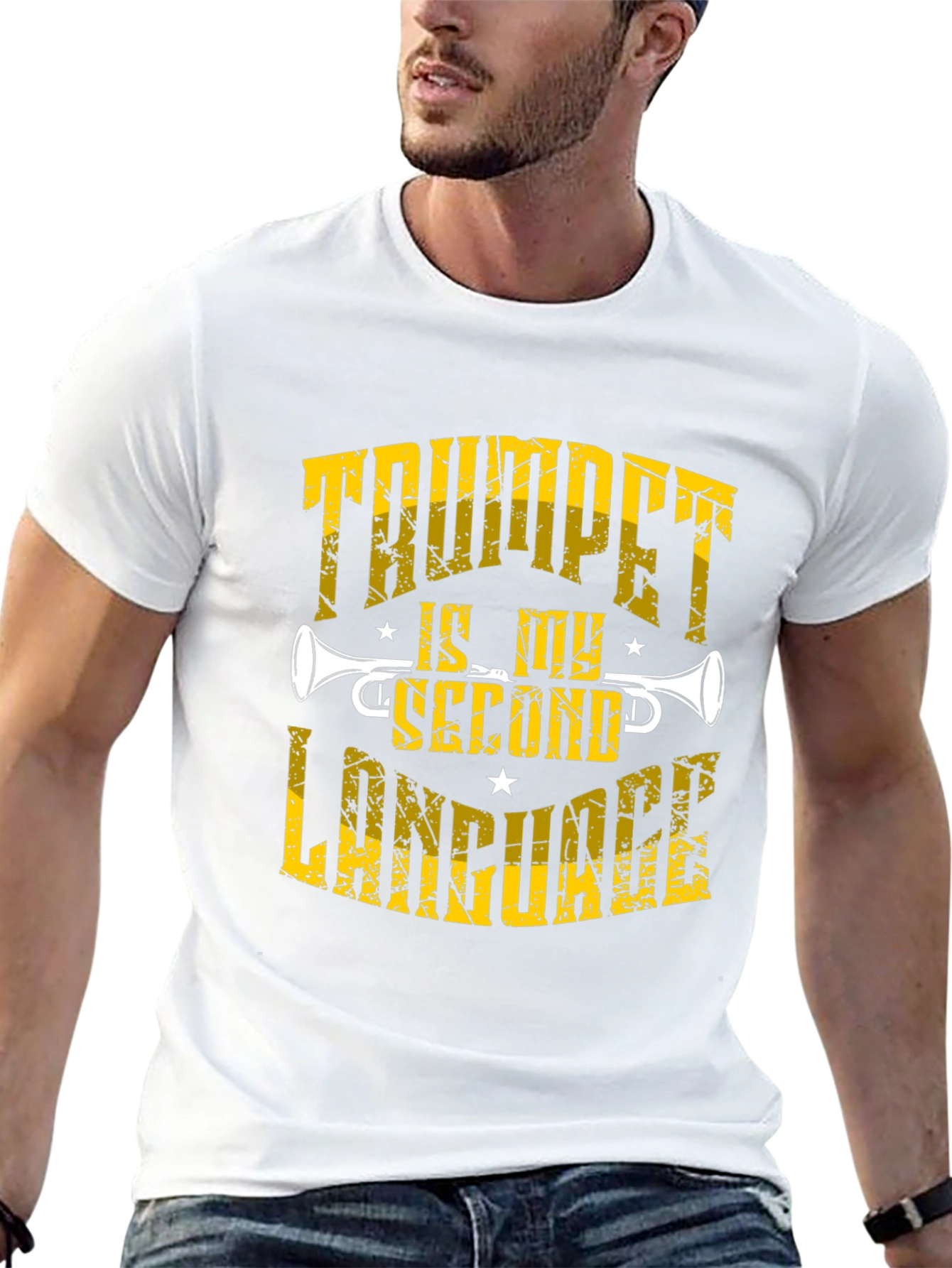 Trumpet is My Second Language Black T-Shirt