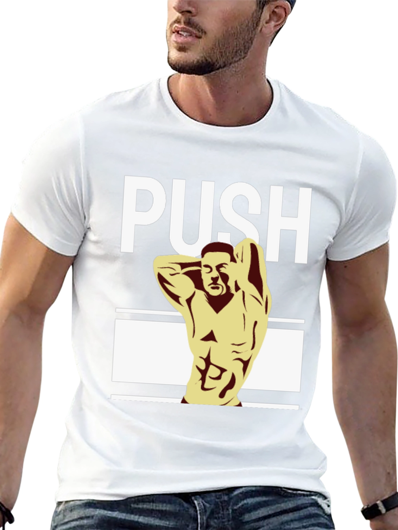 Mens PUSH Graphic T-Shirt - Bodybuilder Design