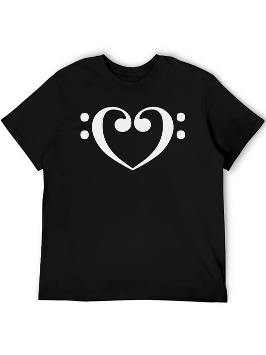 Bass Clef Heart Graphic Tee - Music Lovers T-Shirt