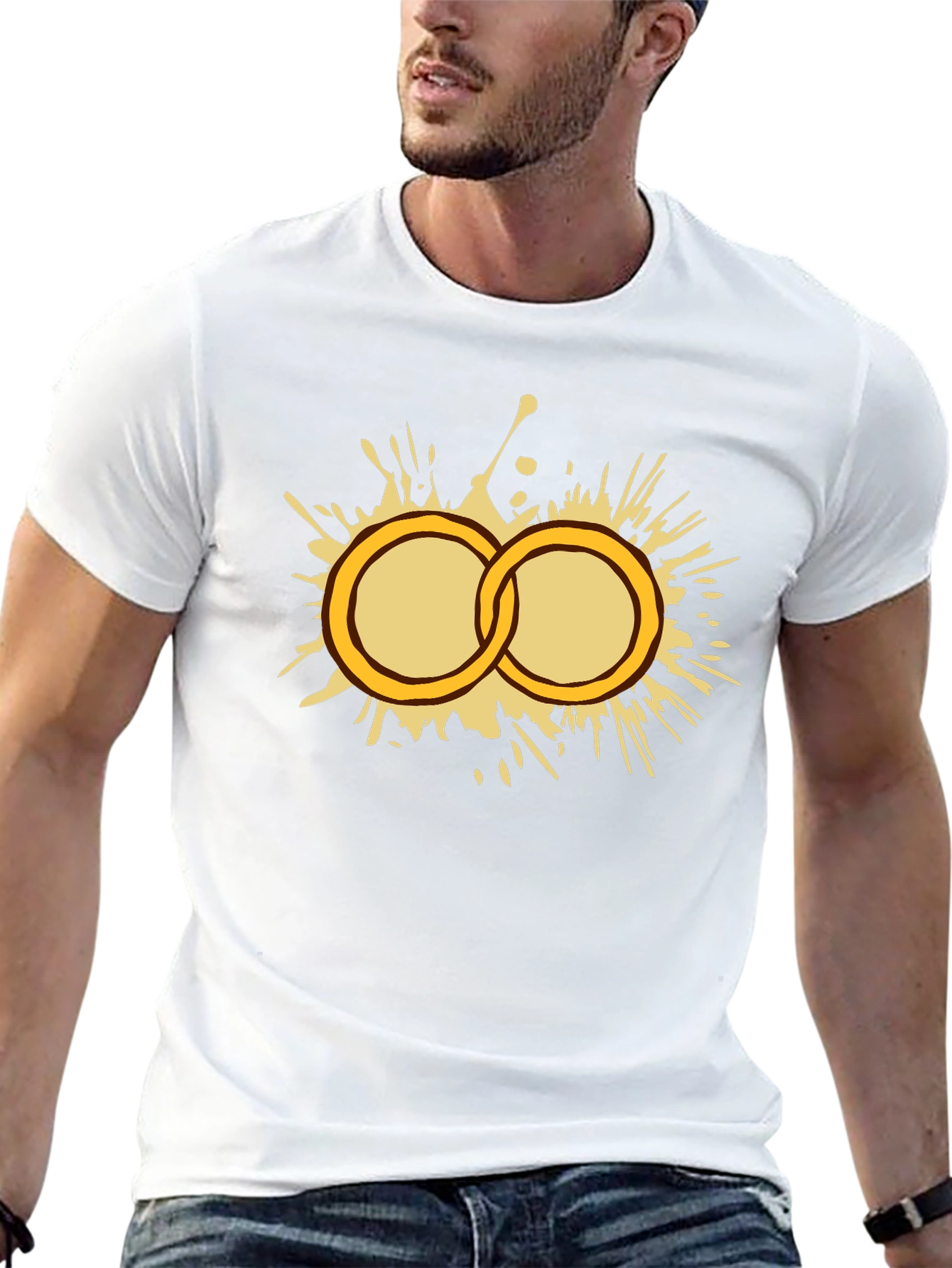Gold Rings Graphic Tee - Stylish Black T-Shirt