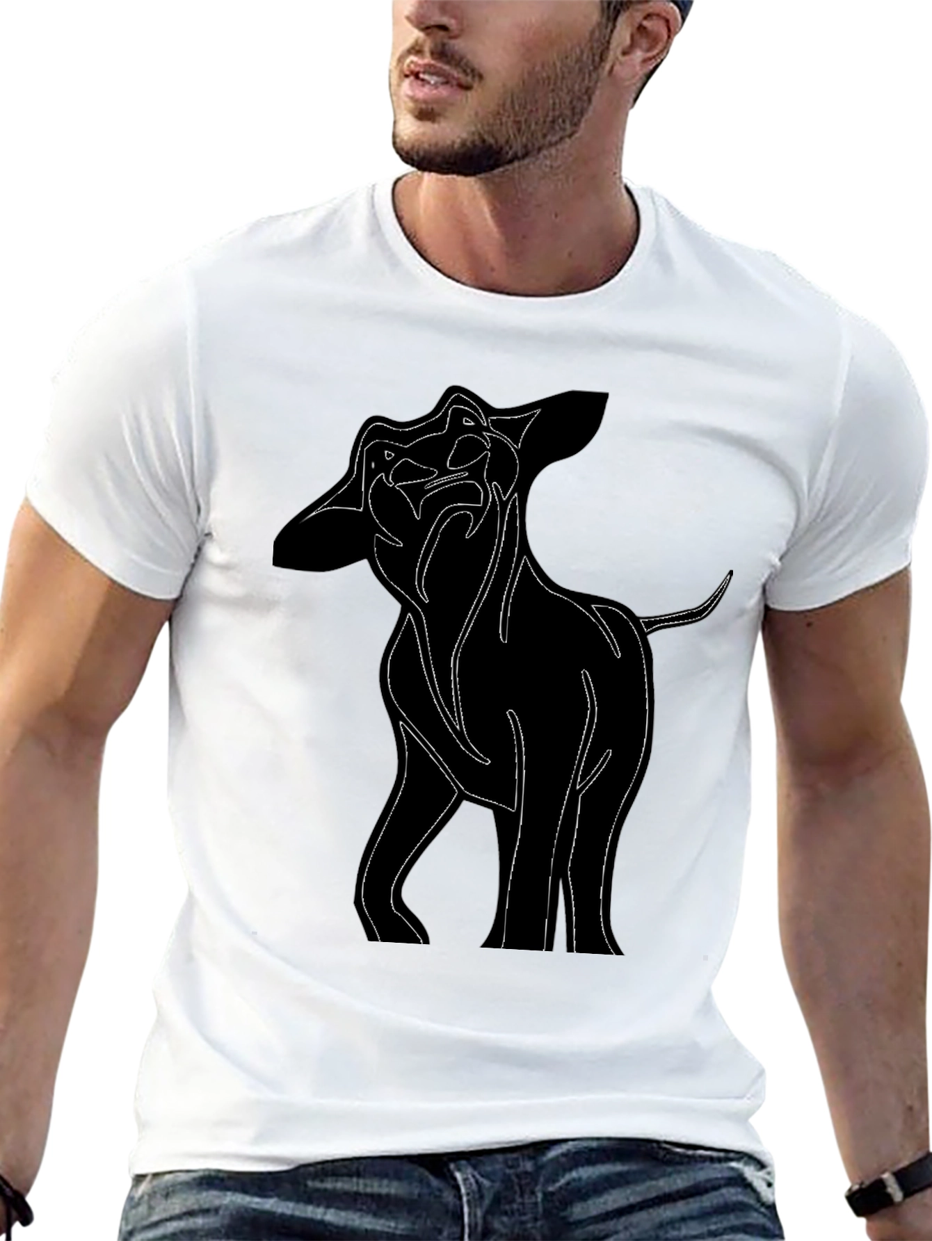 Dog Outline Graphic Black T-Shirt
