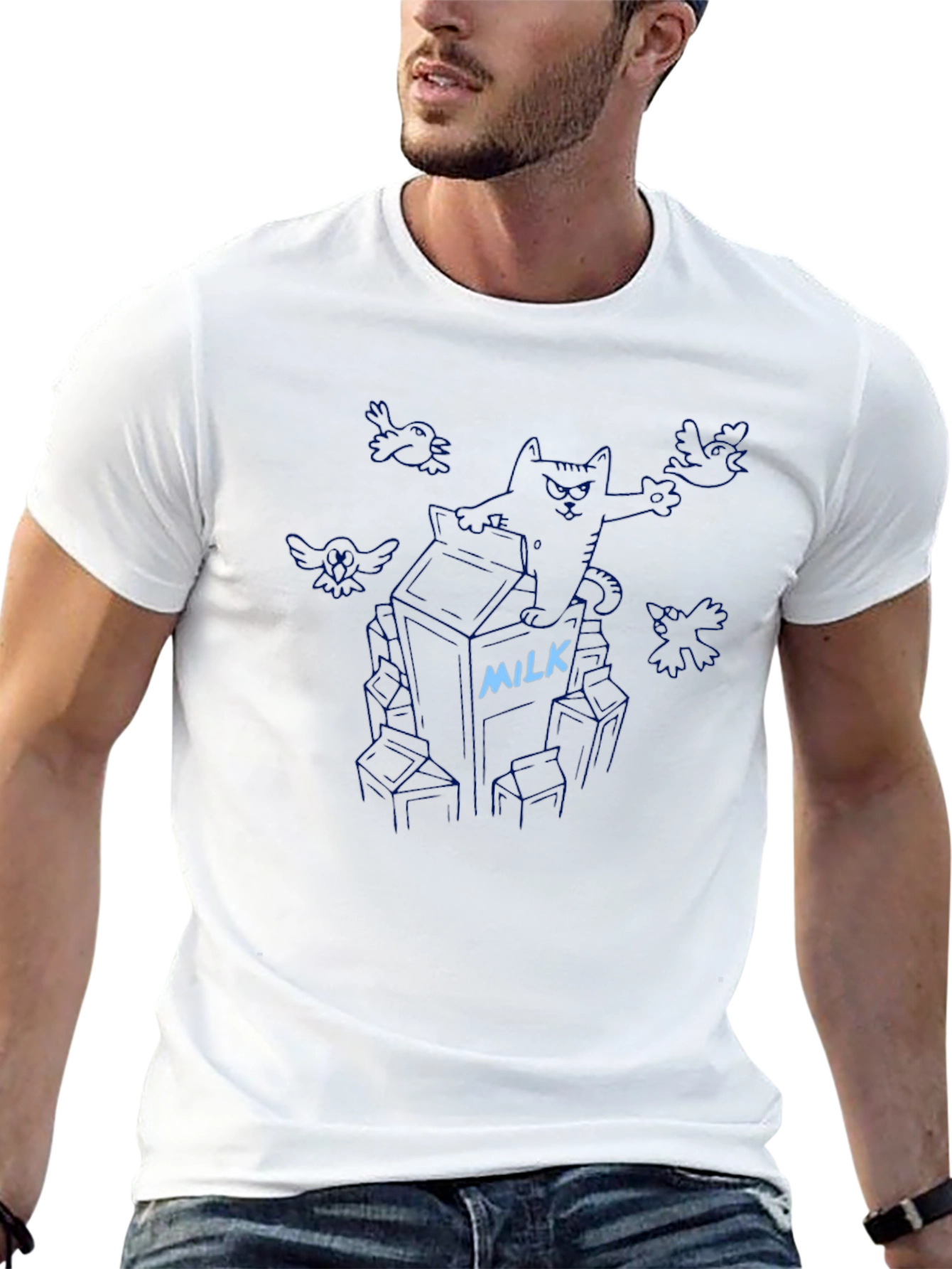 Milk Carton Cat T-Shirt - Funny Graphic Tee