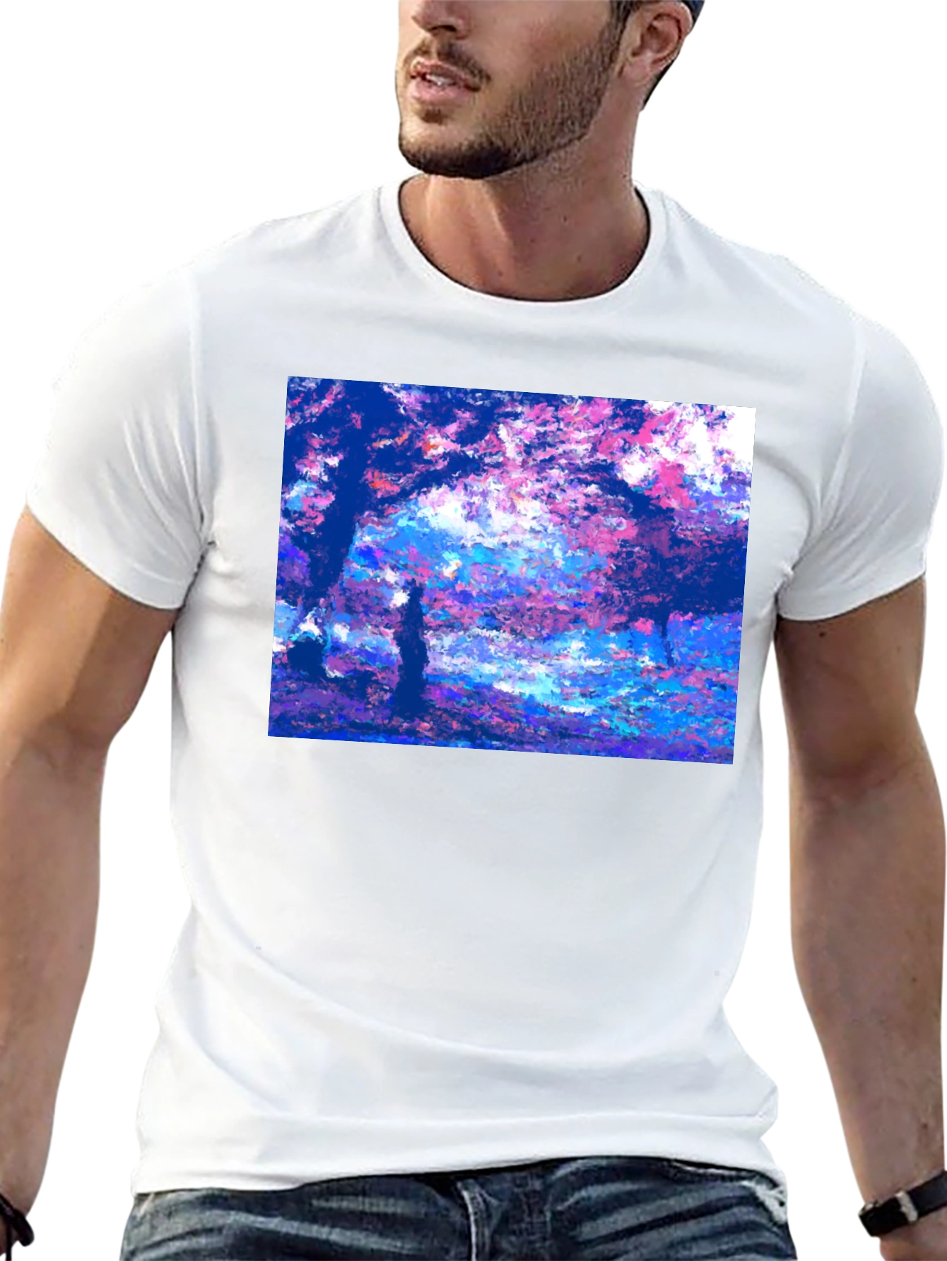 Impressionist Trees Black T-Shirt