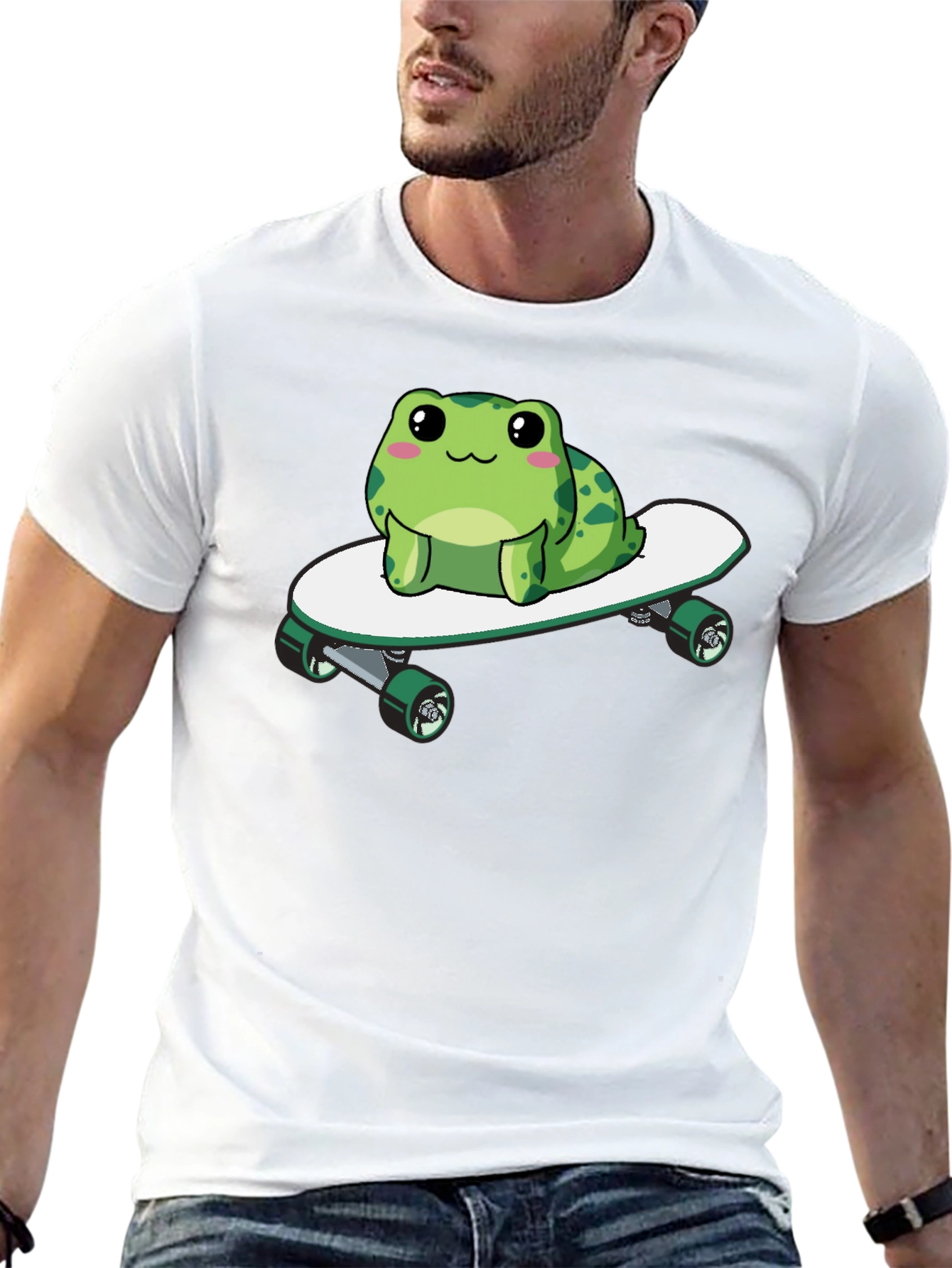 Frog on Skateboard Graphic Tee - Fun & Stylish!