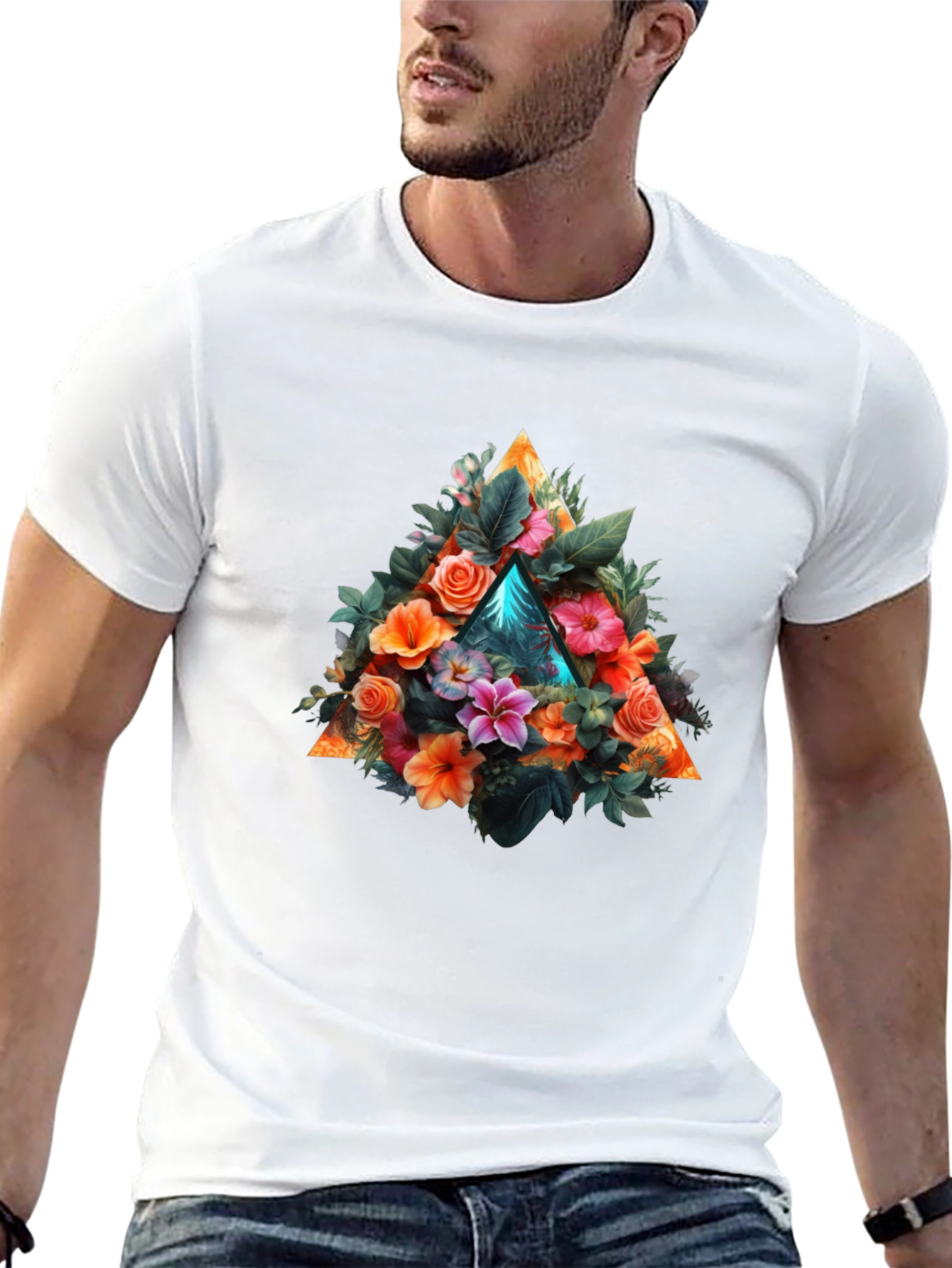 Floral Triangle Graphic T-Shirt