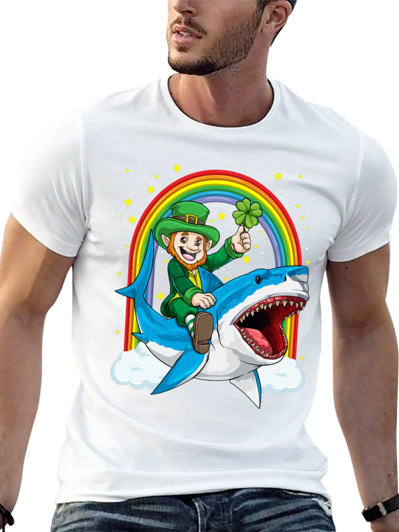 Leprechaun Shark Rainbow T-Shirt - St. Patricks Day Tee
