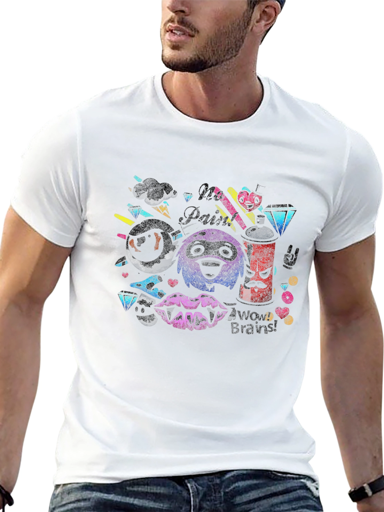 Funky Graphic Print Tee - No Paint No Brains!