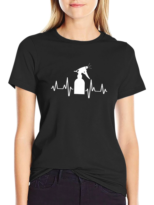 Heartbeat Spray Bottle Graphic Tee - Black