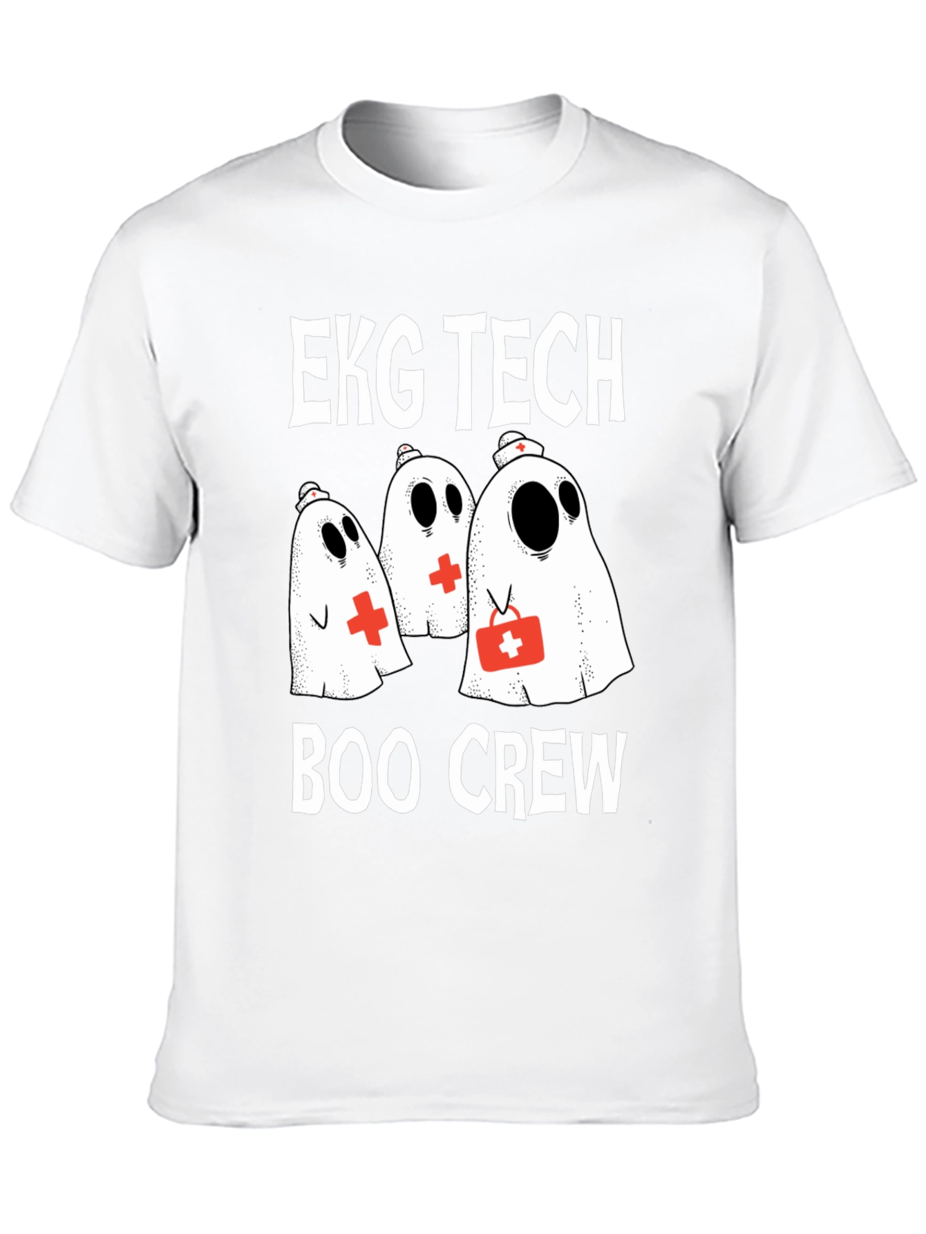 EKG Tech Boo Crew Ghost T-Shirt Halloween Nurse