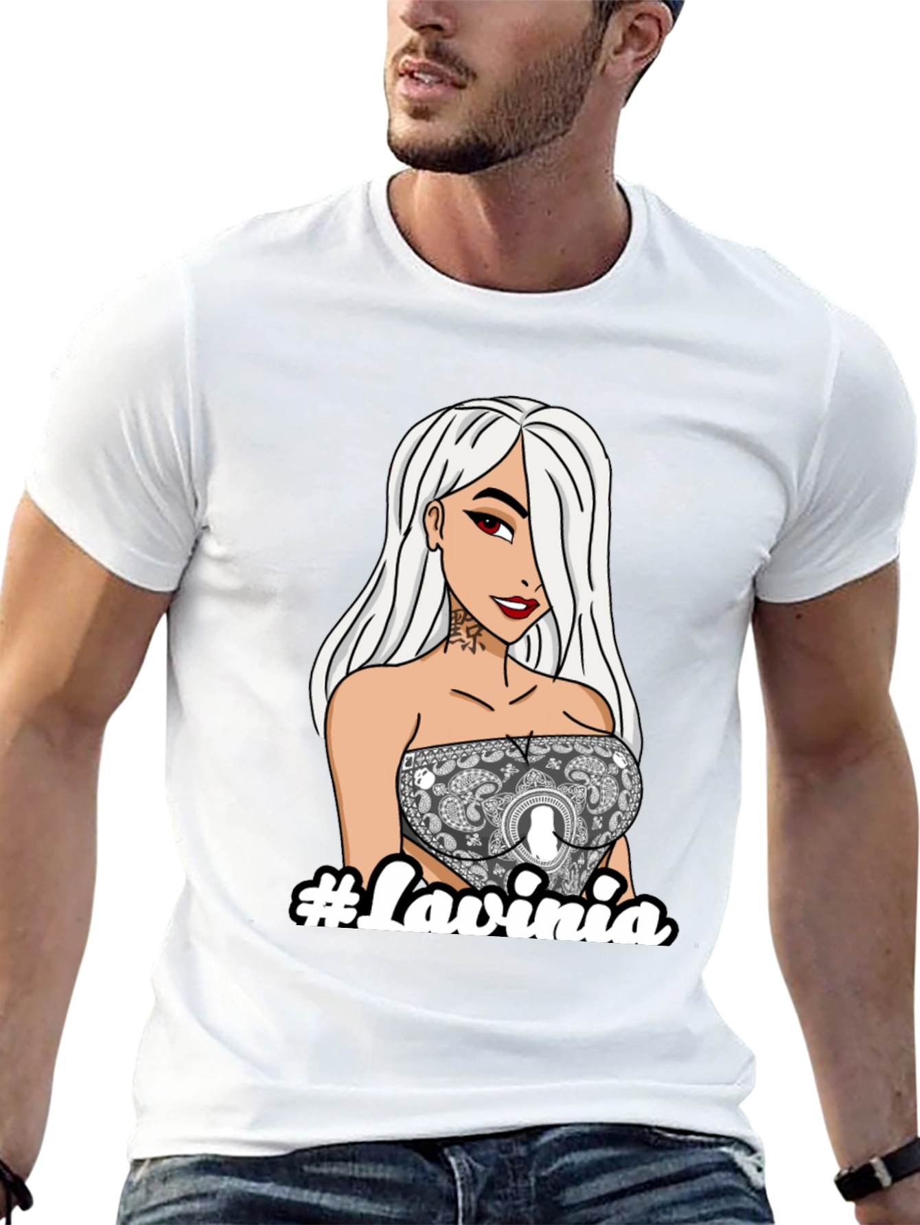 Trendy Graphic Tee - Lavinia Cartoon Girl Black T-Shirt