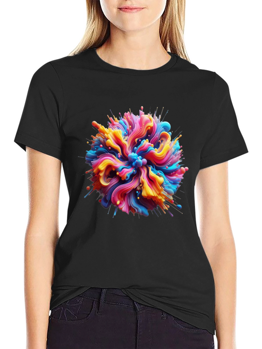 Abstract Swirl Graphic Tee - Bold Black Cotton T-Shirt