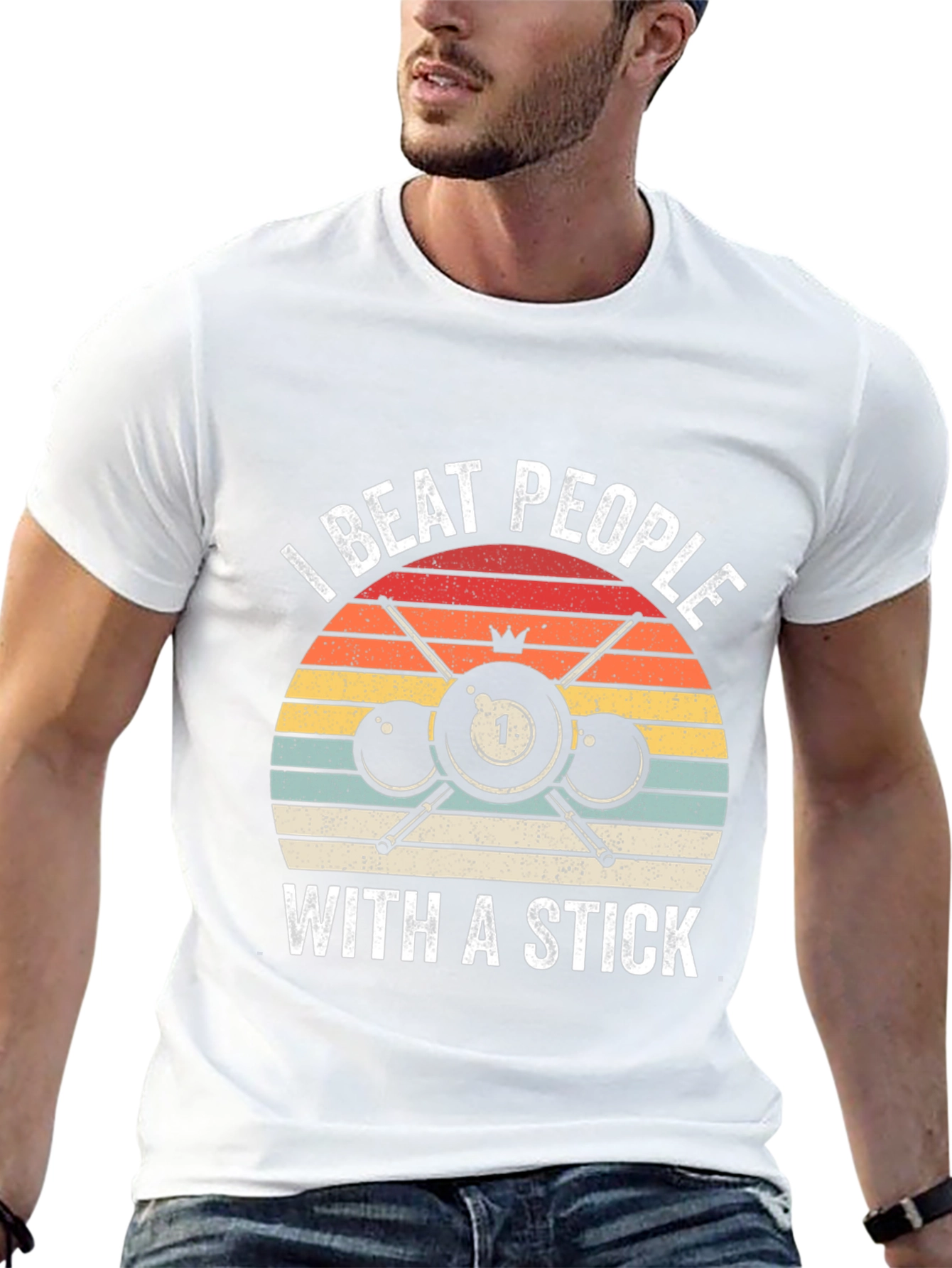 I Beat People With A Stick Billiards T-Shirt