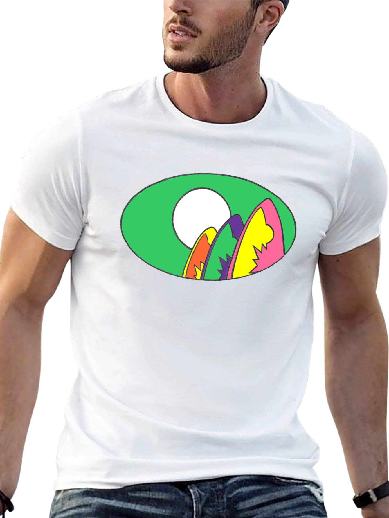 Retro Surfboard Graphic Tee - Black