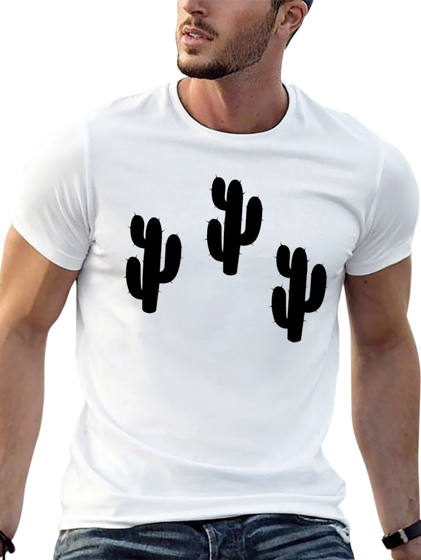 Cactus Graphic Print Black T-Shirt