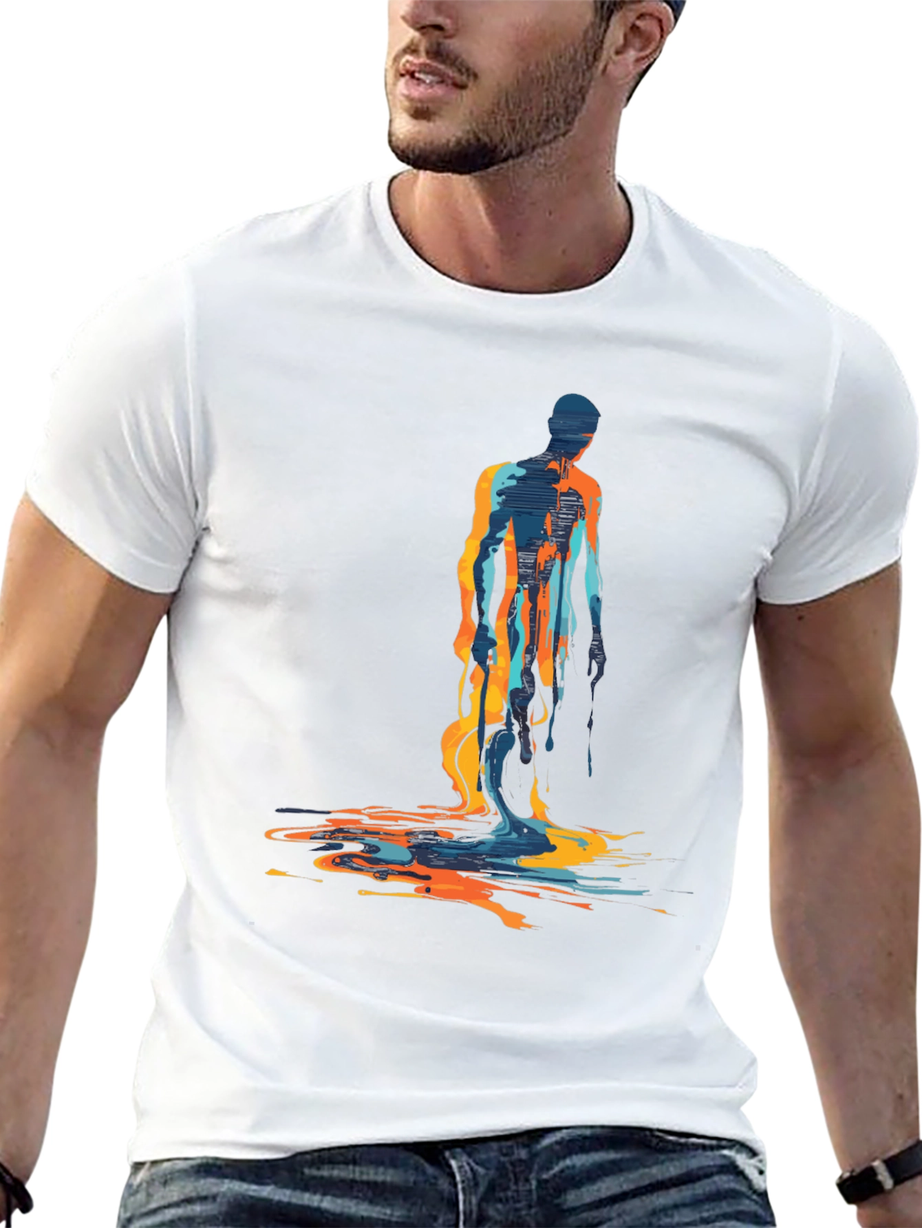Abstract Figure Graphic Tee - Mens Black T-Shirt