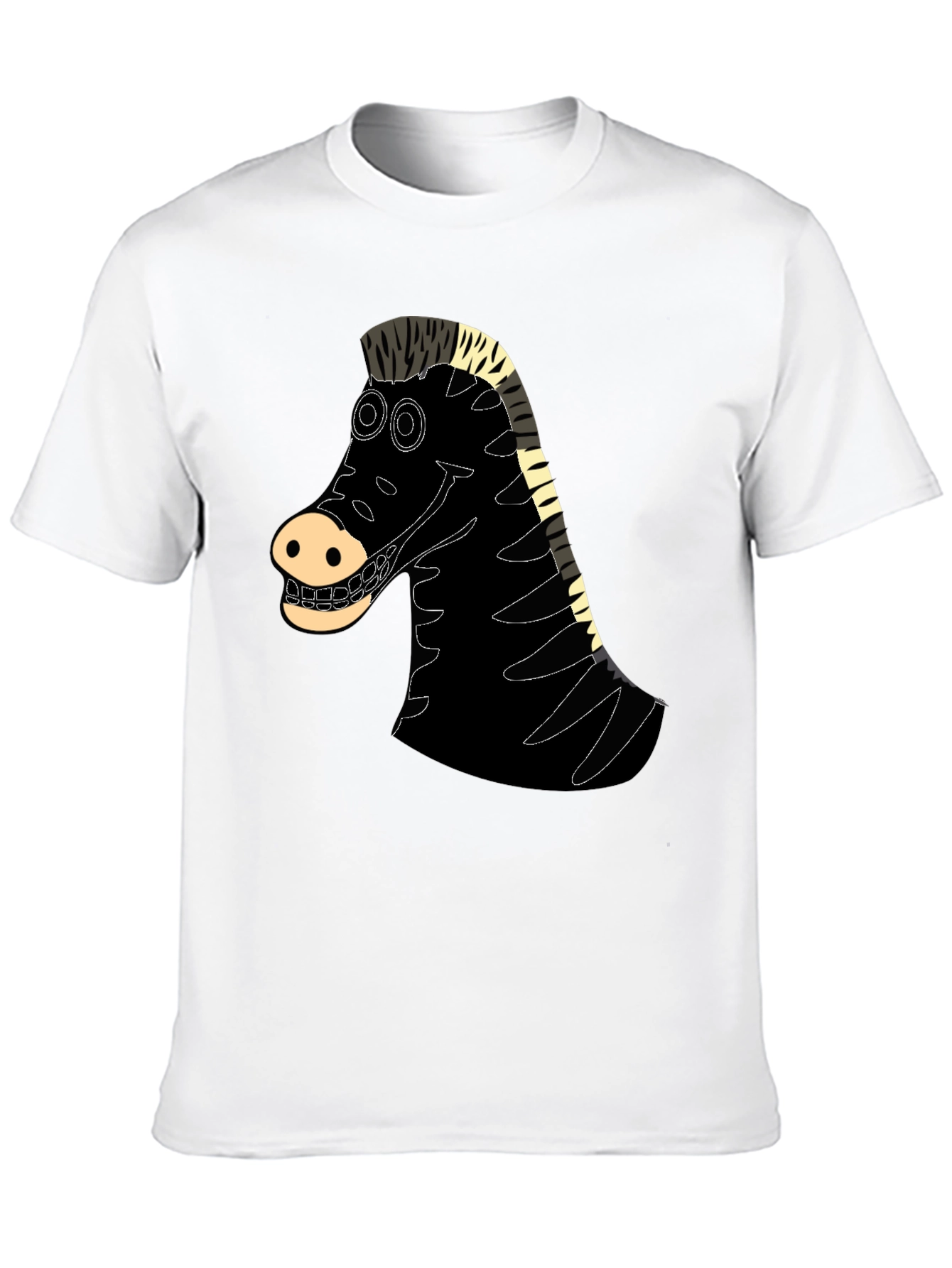 Cartoon Zebra Graphic Tee - Black Casual Shirt