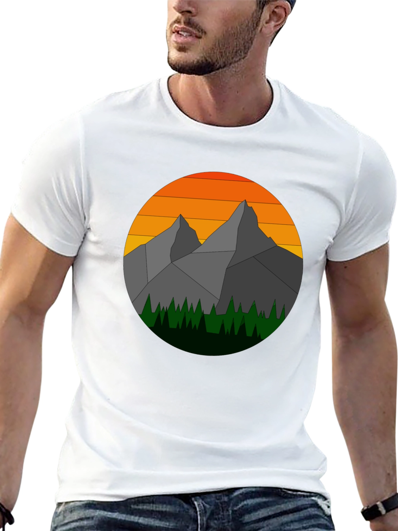 Geometric Mountain Sunset Graphic Tee