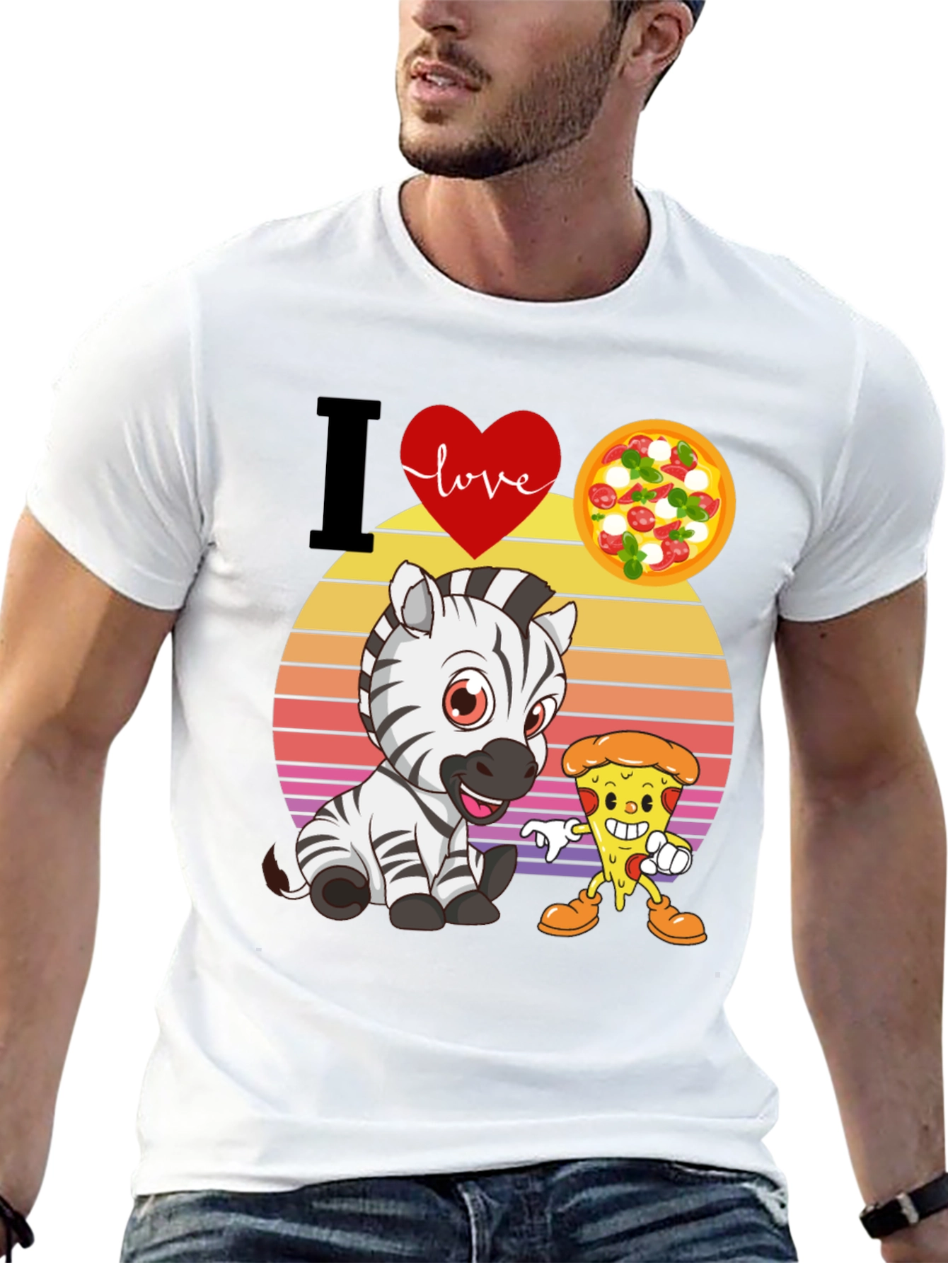 I Heart Love Zebra and Pizza T-Shirt