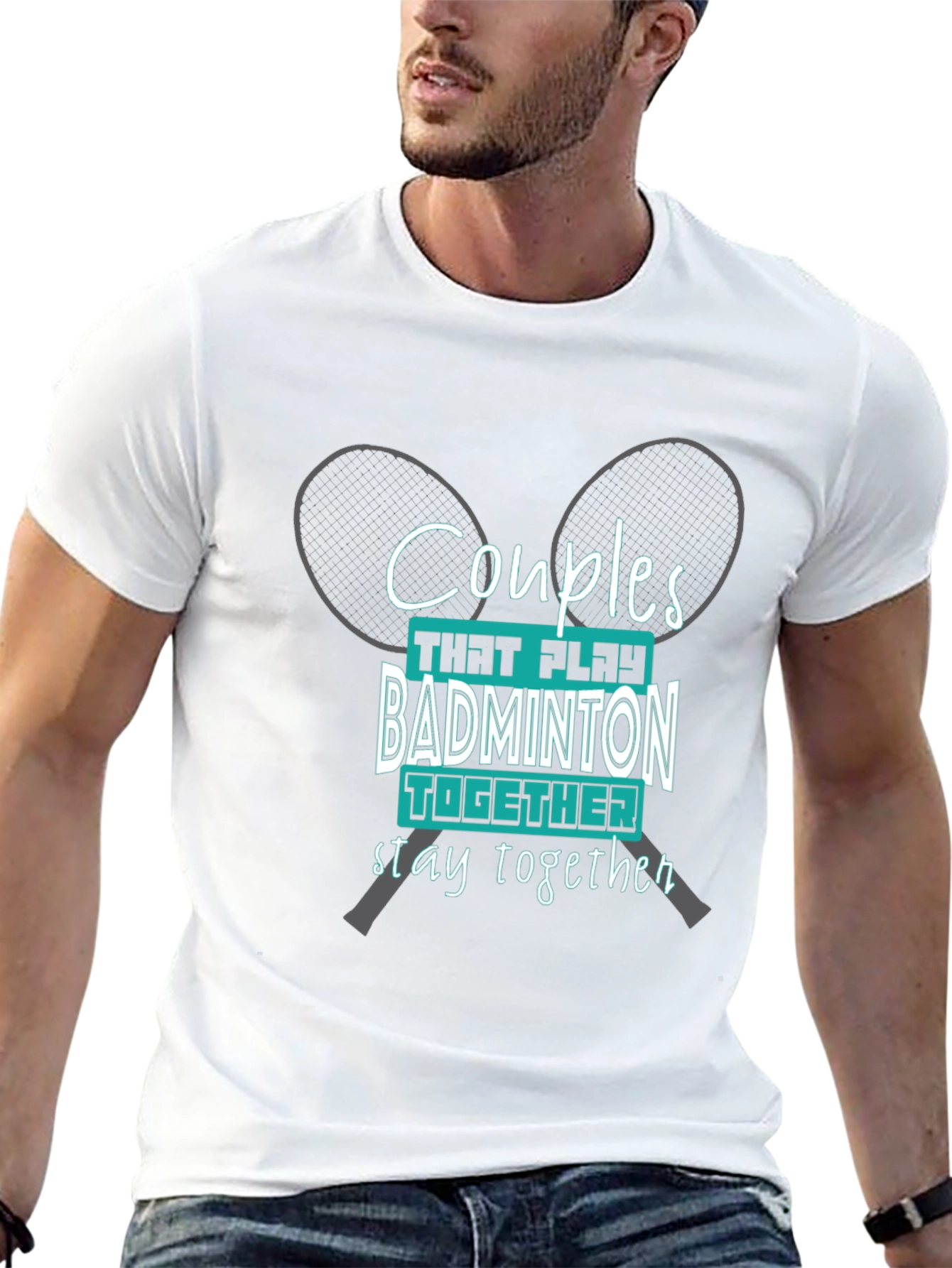Couples Badminton T-Shirt: Play Together Stay Together