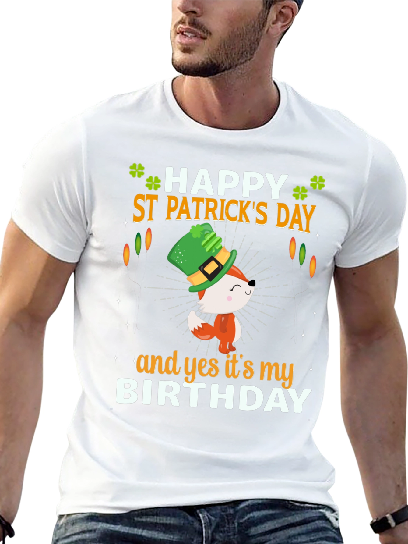 St. Patricks Day Birthday T-Shirt with Fox Graphic