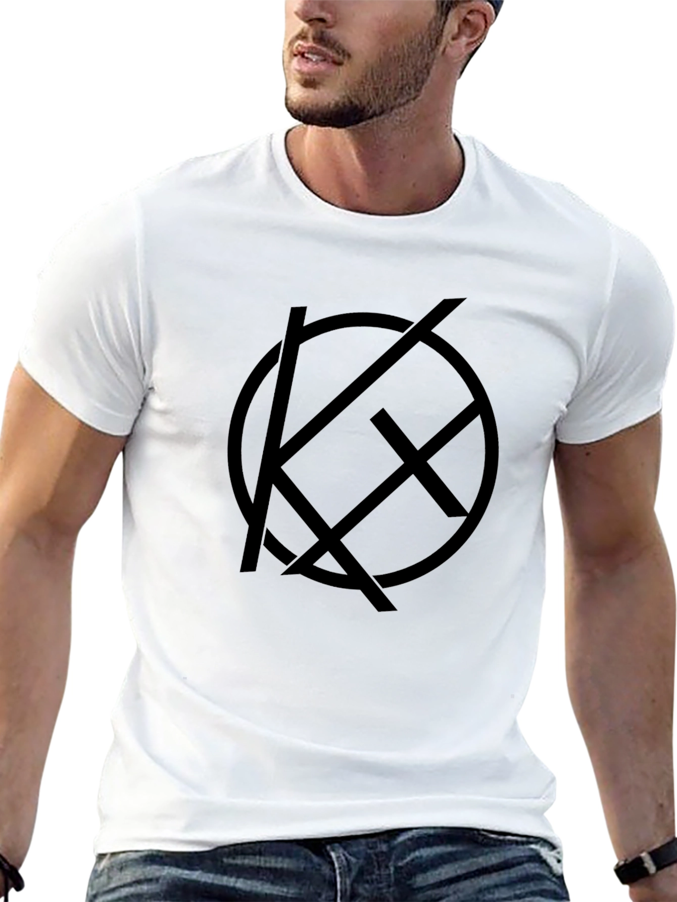 Mens Black T-Shirt with Geometric Logo