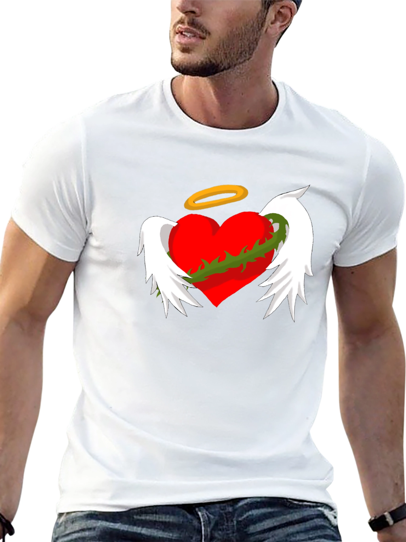 Winged Heart with Halo Graphic Tee - Black