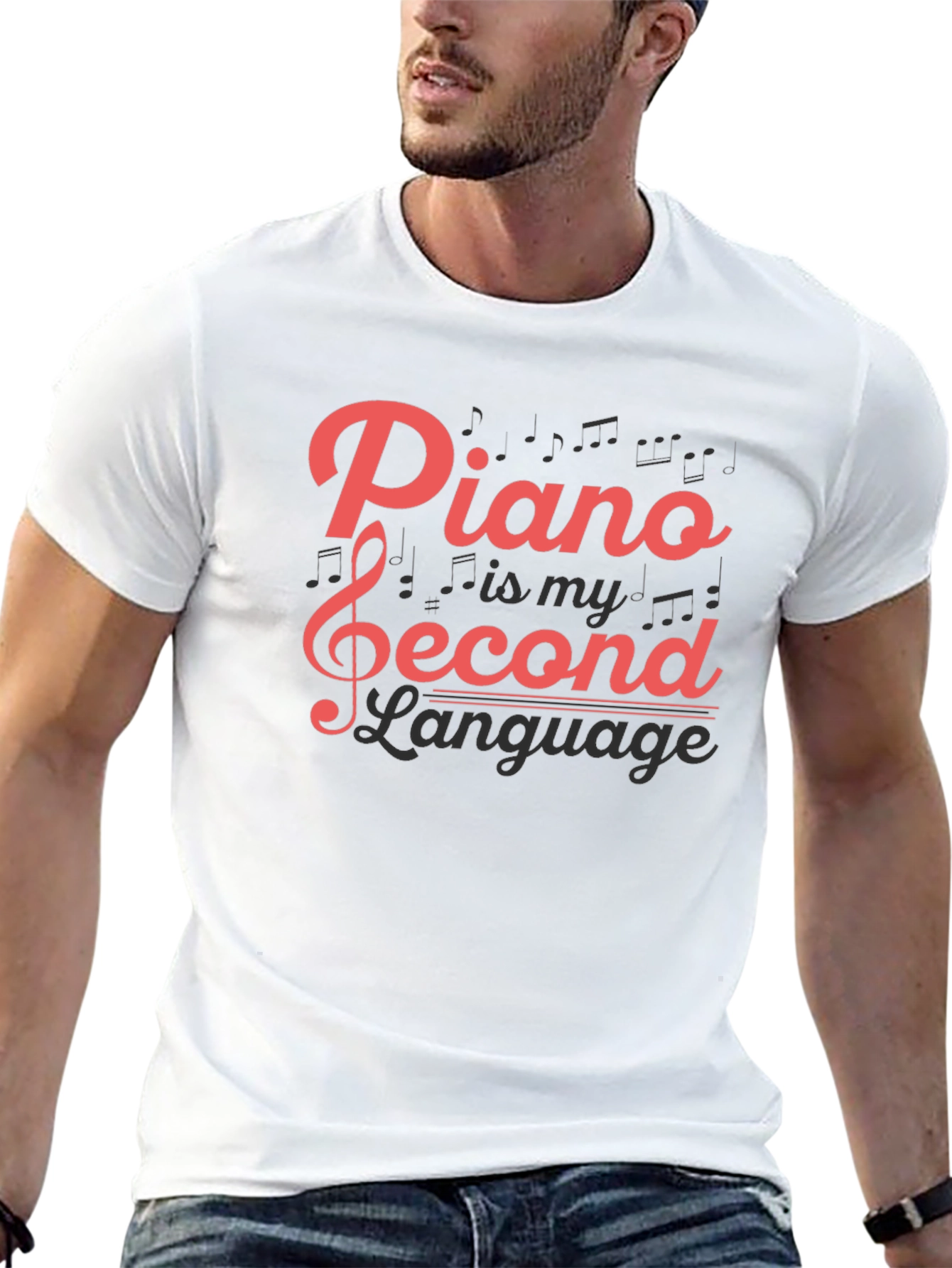 Piano is My Second Language Black T-Shirt