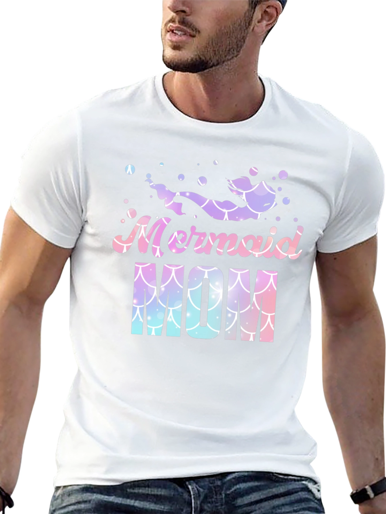 Mermaid Mom Graphic Tee - Black Cotton Blend