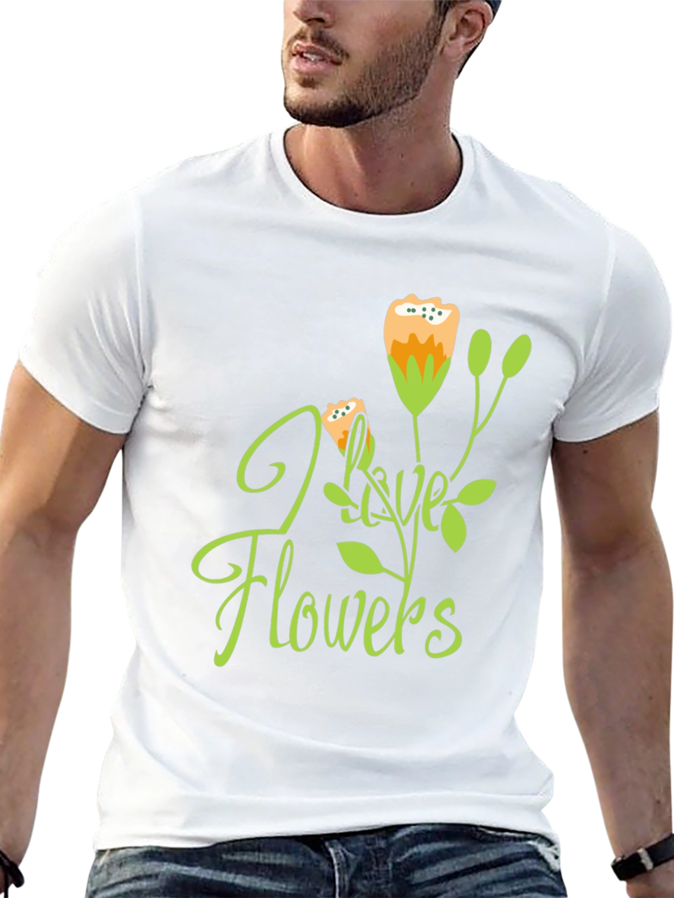 I Love Flowers Graphic Tee - Trendy Casual Wear