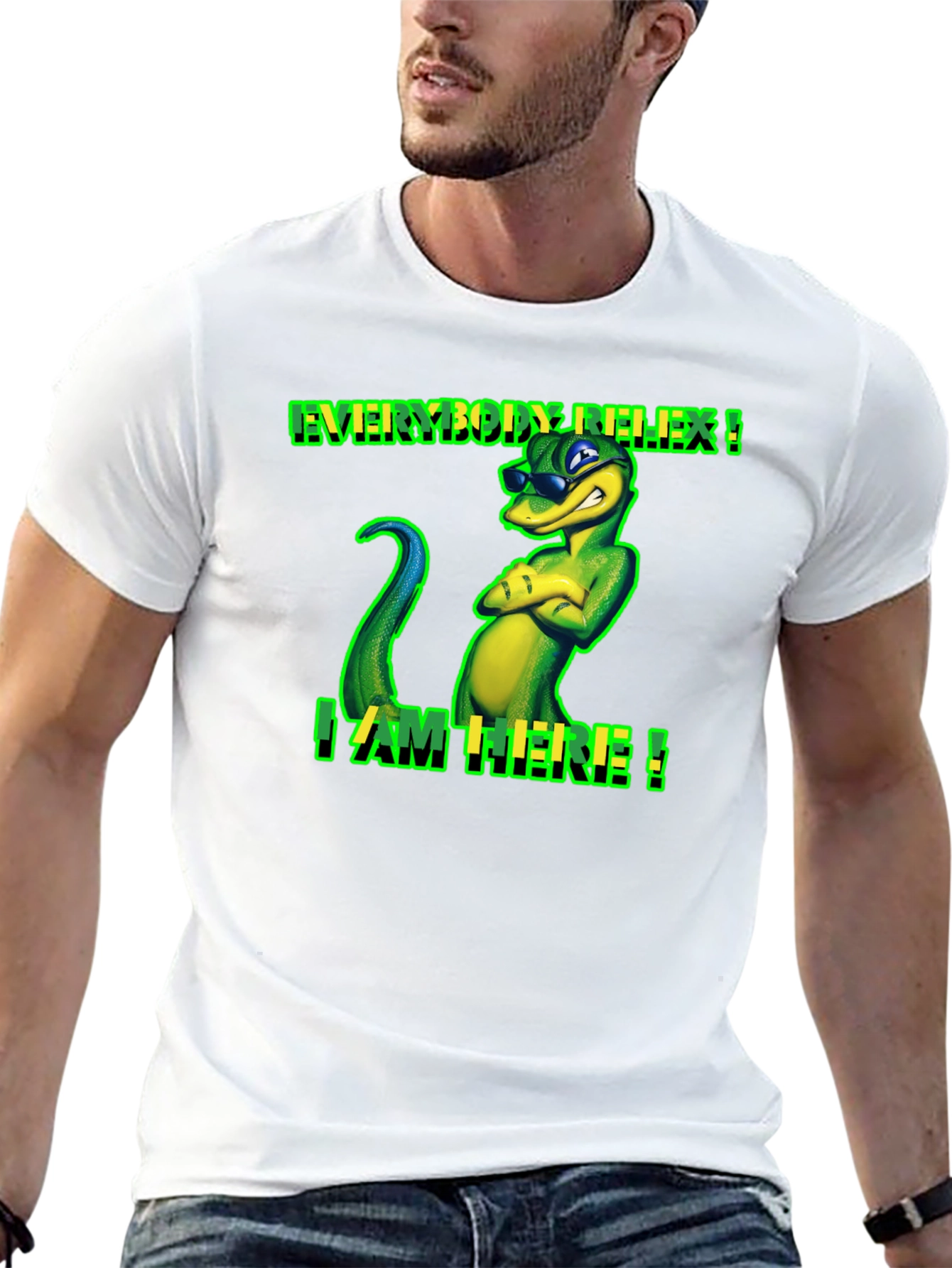 Relaxed Gecko T-Shirt - I Am Here!